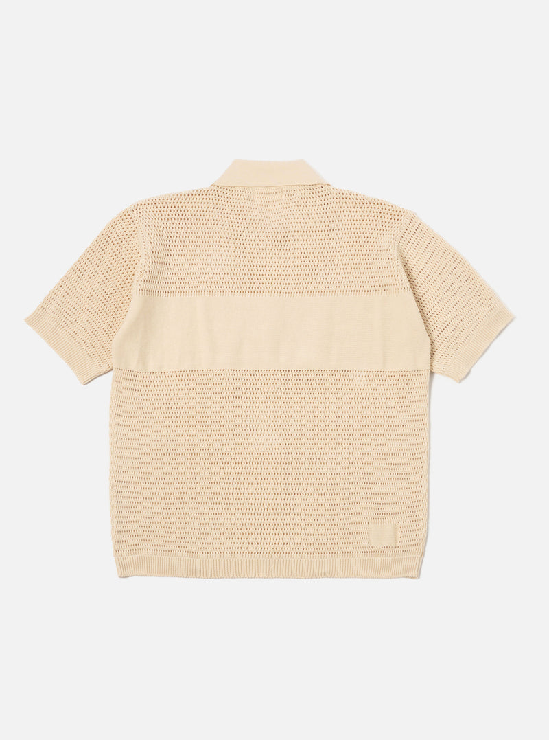 Universal Works S/S Knit Shirt in Ecru Open Knit