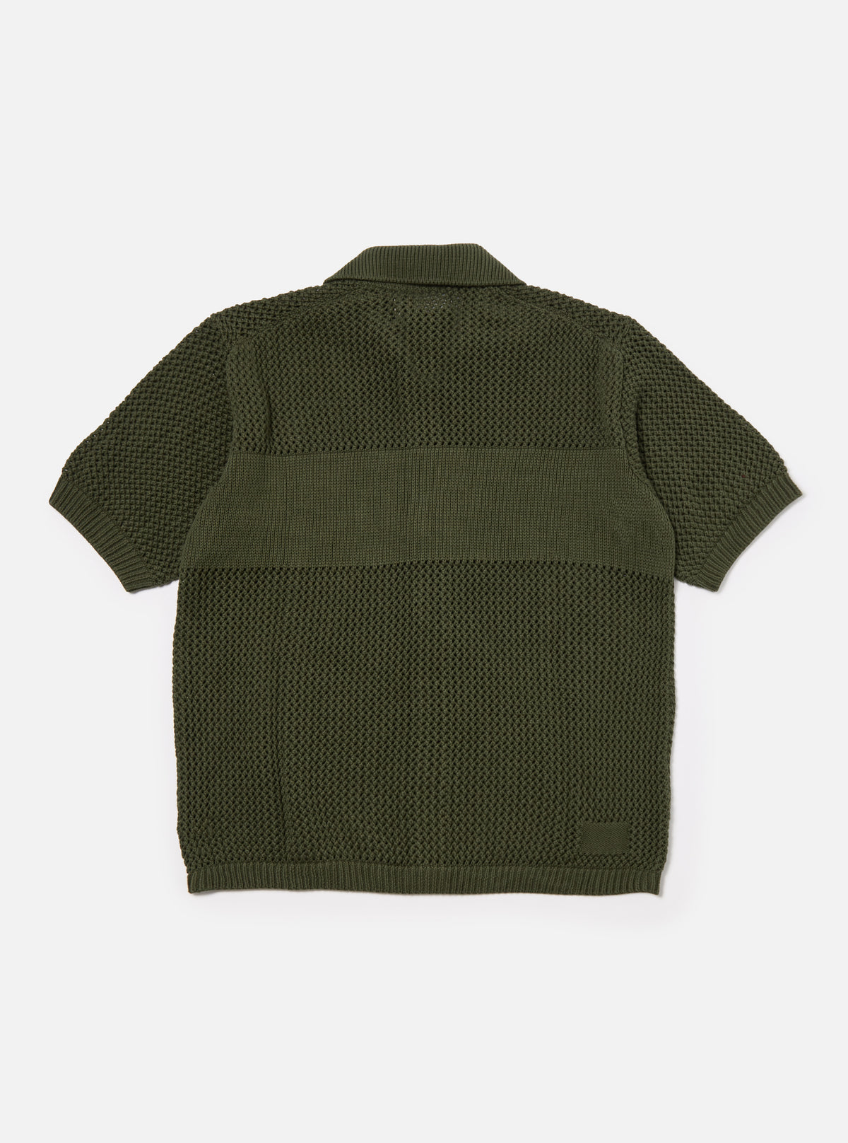 Universal Works S/S Knit Shirt in Olive Open Knit