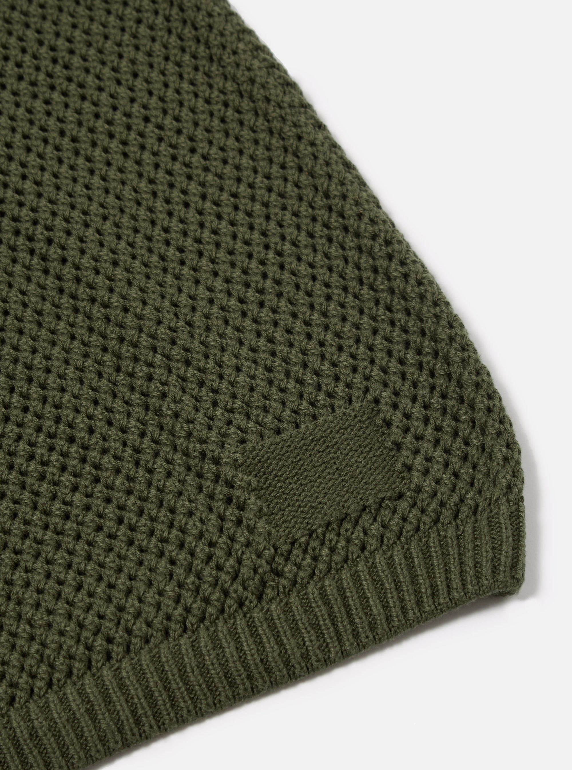 Universal Works S/S Knit Shirt in Olive Open Knit