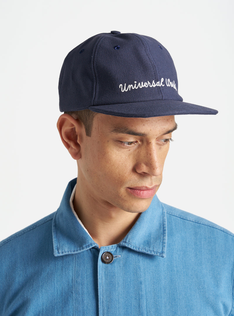 Universal Works Baseball Hat in Navy Canvas