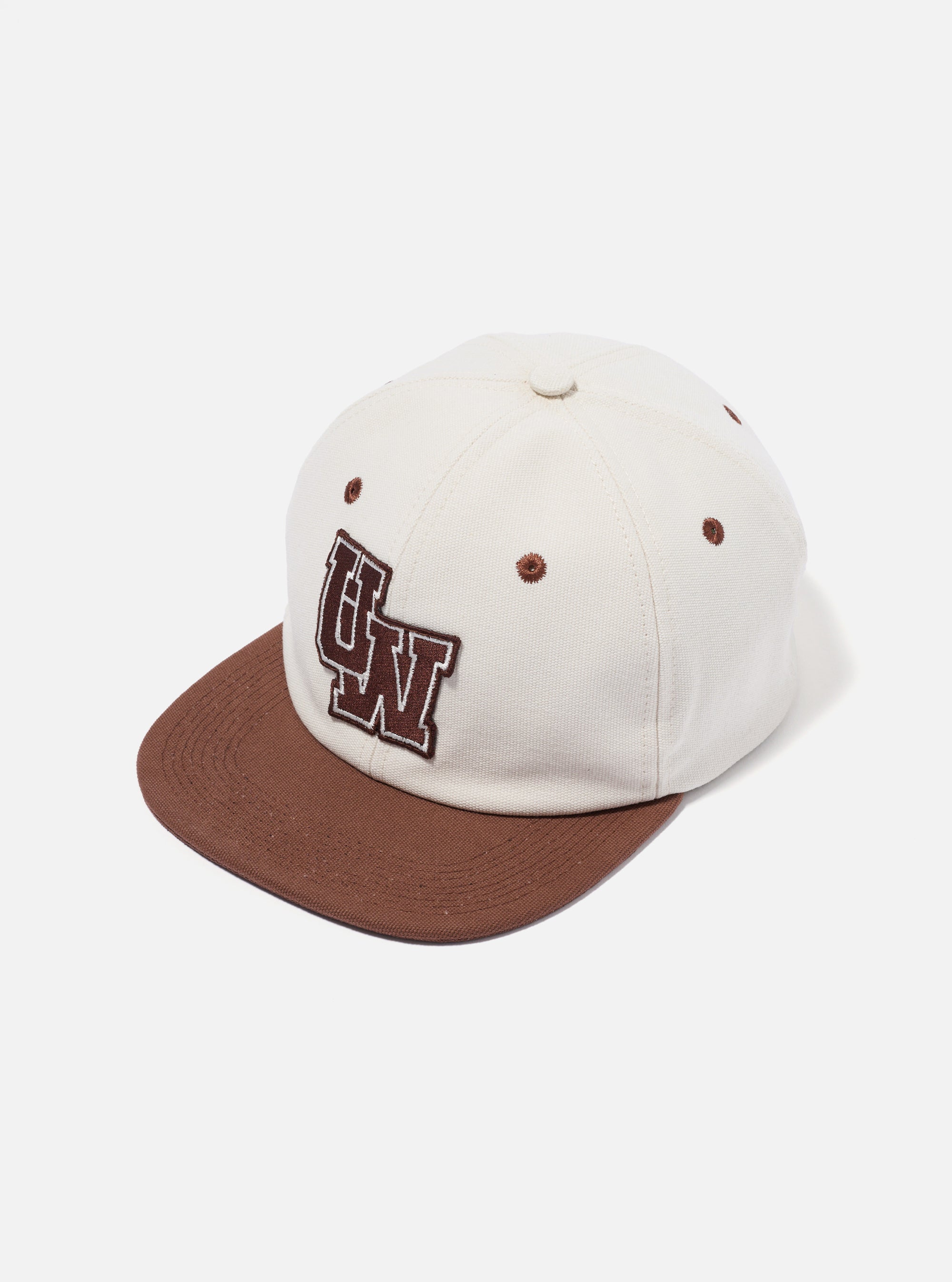 Universal Works Baseball Hat in Ecru/Rich Brown Canvas