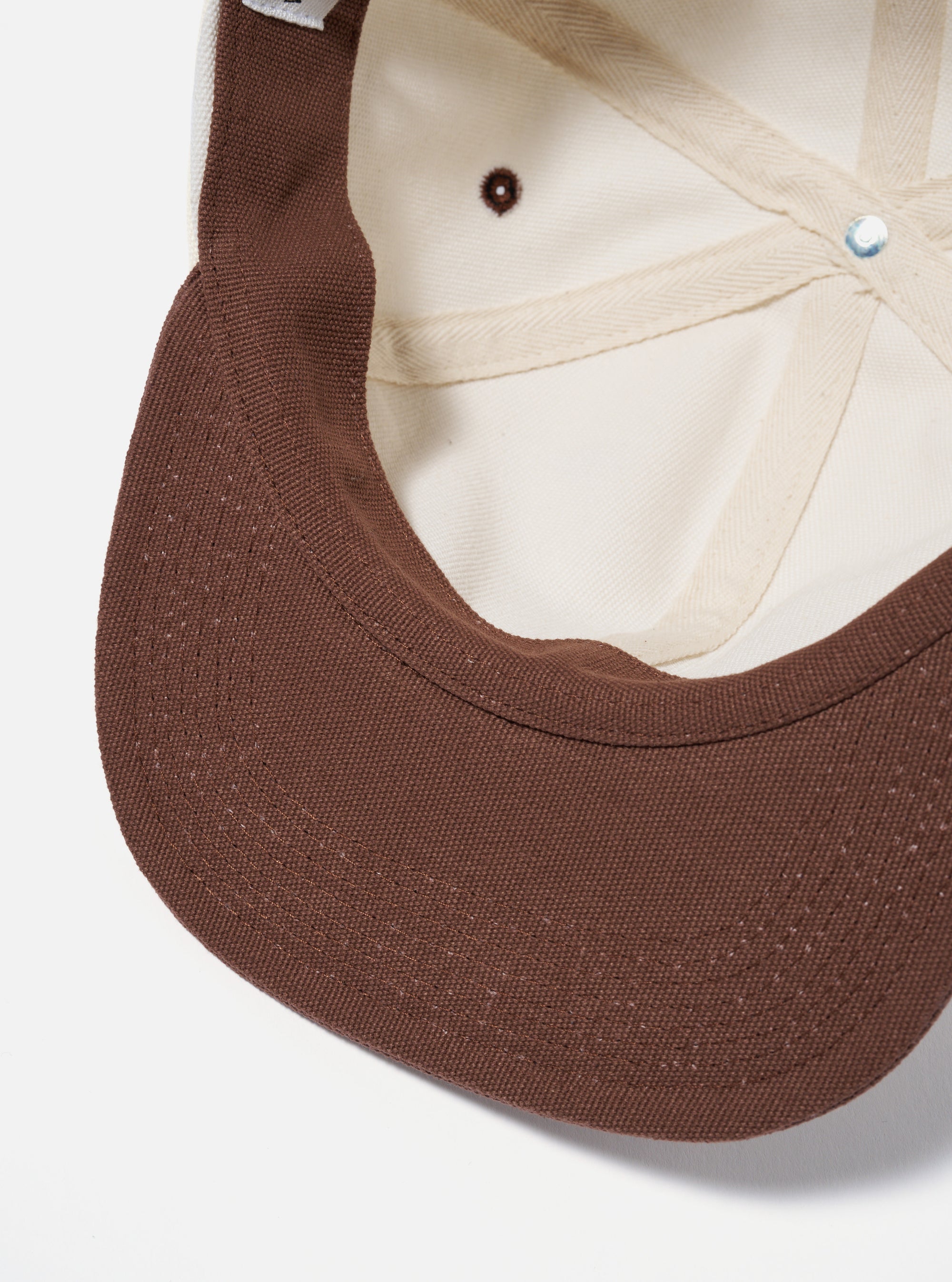 Universal Works Baseball Hat in Ecru/Rich Brown Canvas