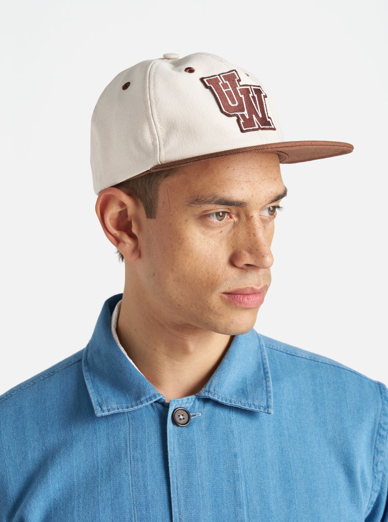 Universal Works Baseball Hat in Ecru/Rich Brown Canvas
