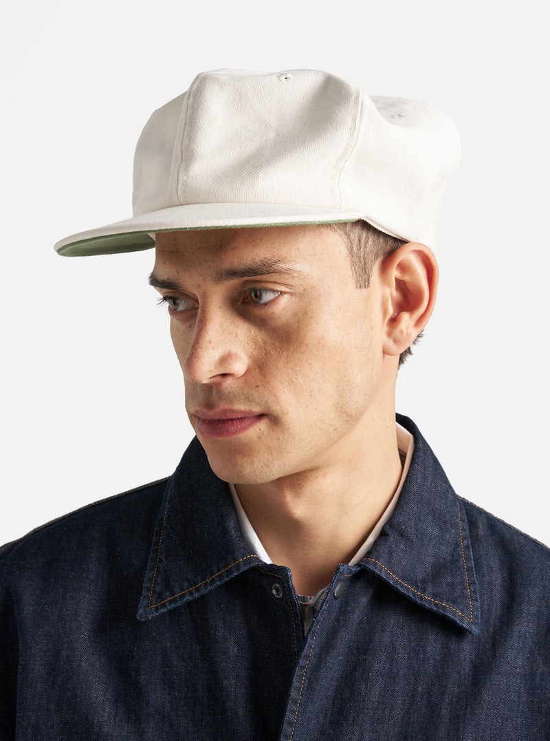 Universal Works Cricket Cap in Ecru Canvas