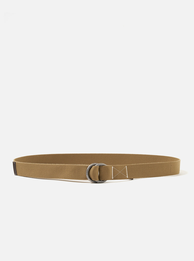 Universal Works O Ring Belt in Sand Cotton Webbing