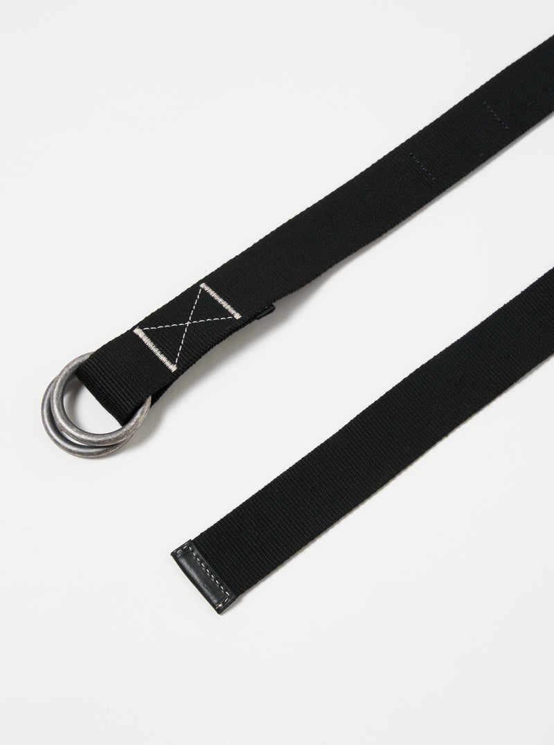 Universal Works O Ring Belt in Black Canvas