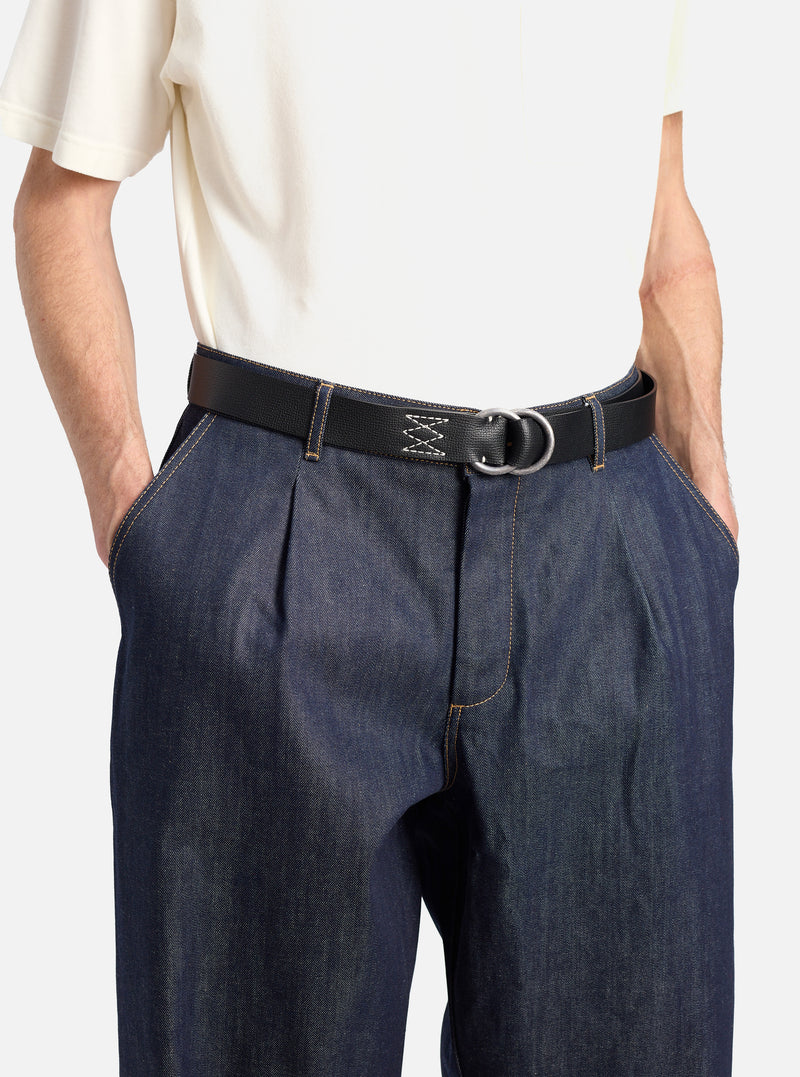 Universal Works O Ring Belt in Black Leather