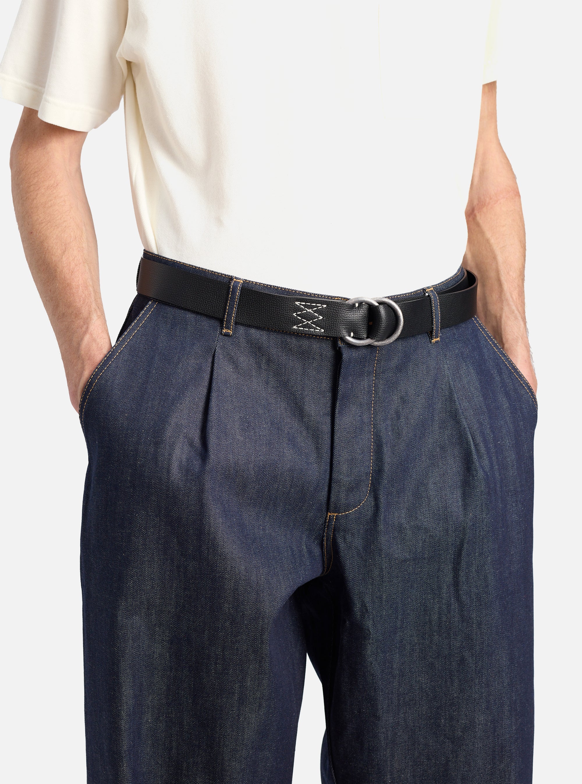 Universal Works O Ring Belt in Black Leather