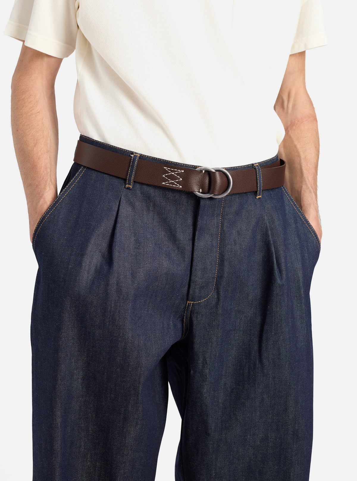 Universal Works O Ring Belt in Brown Leather