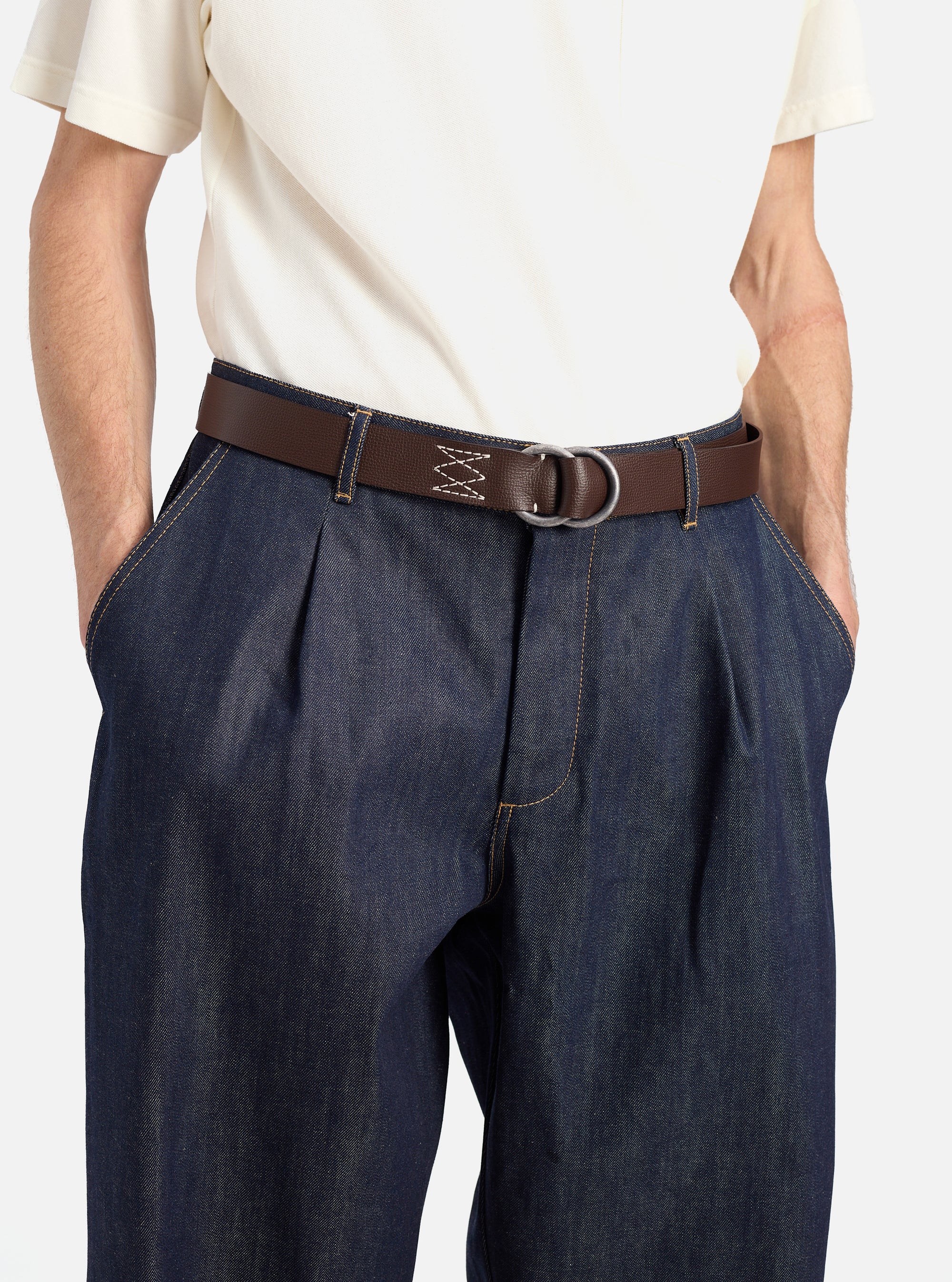 Universal Works O Ring Belt in Brown Leather