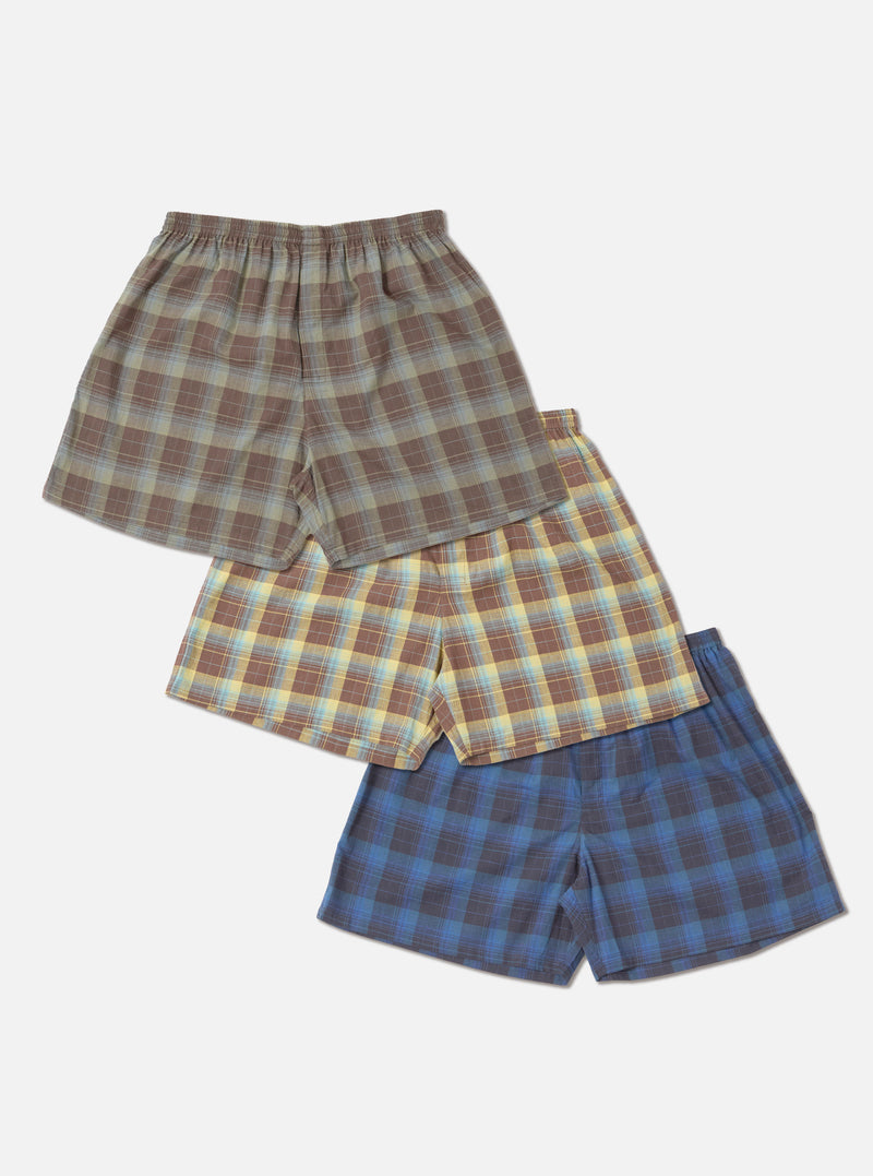 Universal Works 3 Pack Boxer Short in Multi Check