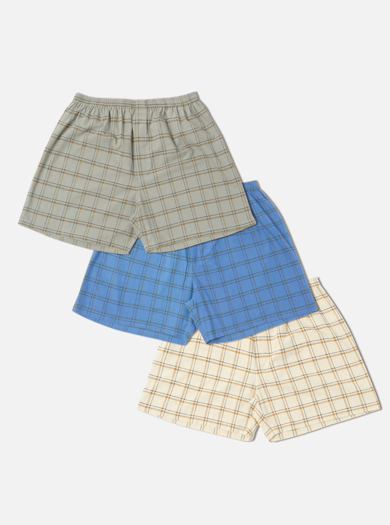 Universal Works 3 Pack Boxer Short in Multi PJ Plaid