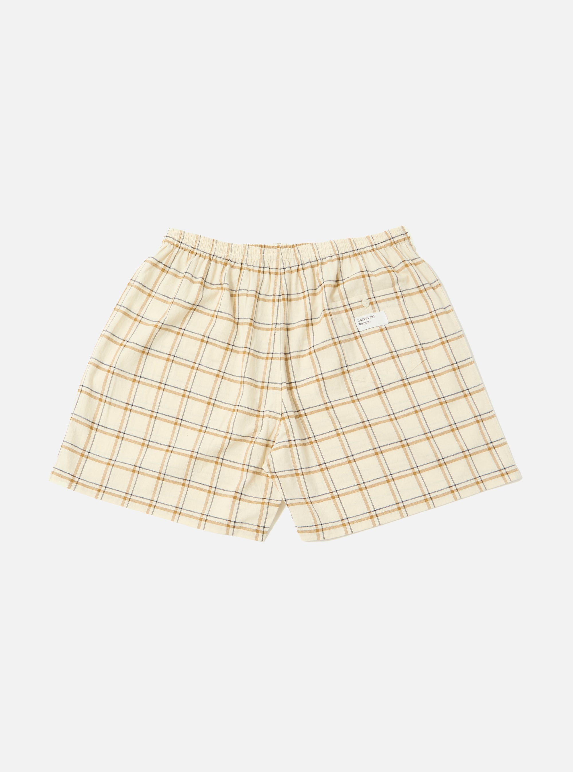 Universal Works Boxer Short in Ecru PJ Plaid