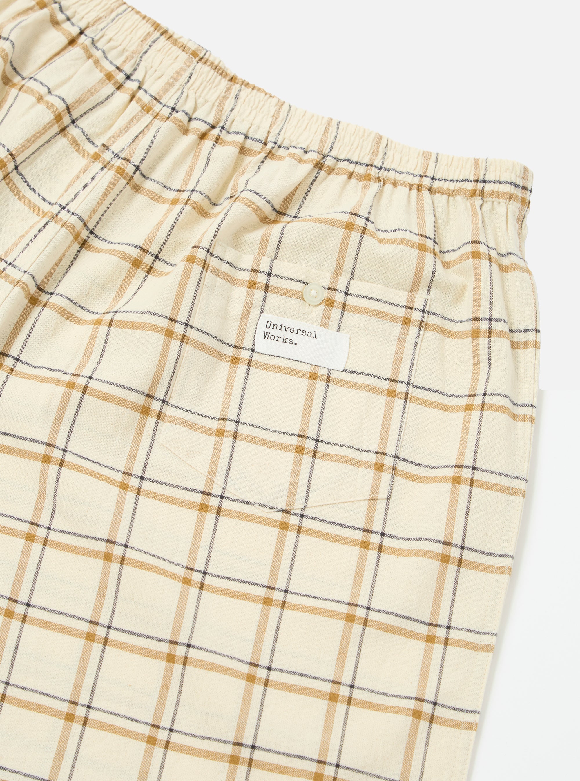 Universal Works Boxer Short in Ecru PJ Plaid