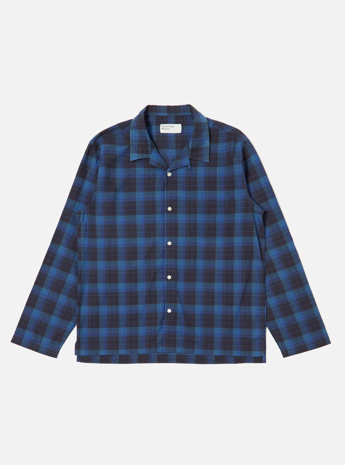 Universal Works Long Pyjama Set in Navy/Blue Check