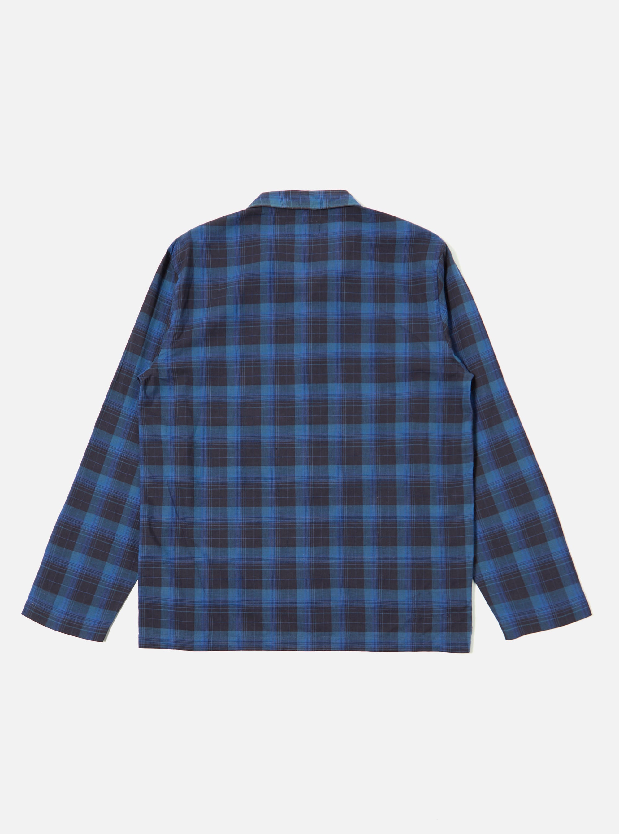 Universal Works Long Pyjama Set in Navy/Blue Check