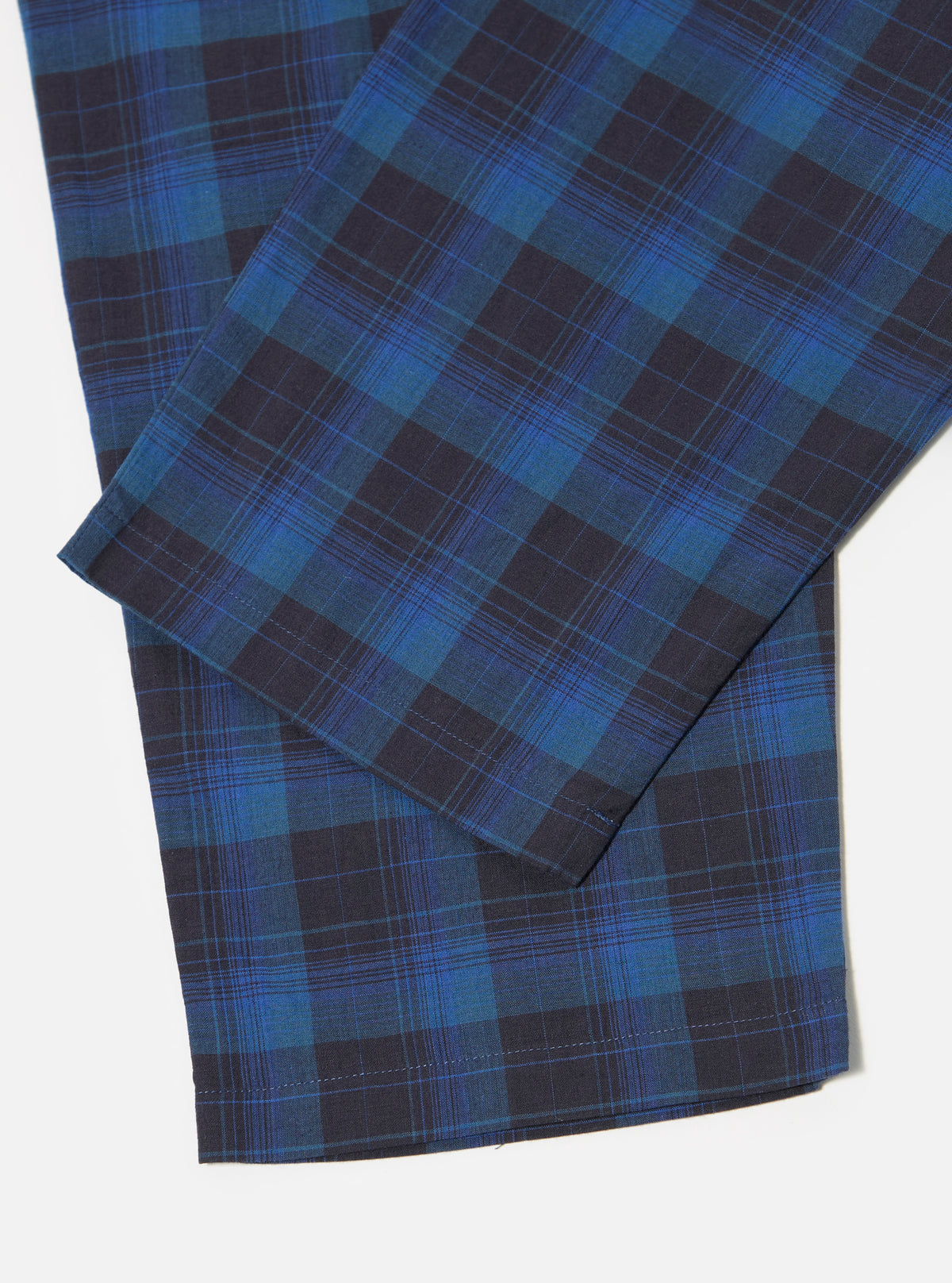 Universal Works Long Pyjama Set in Navy/Blue Check