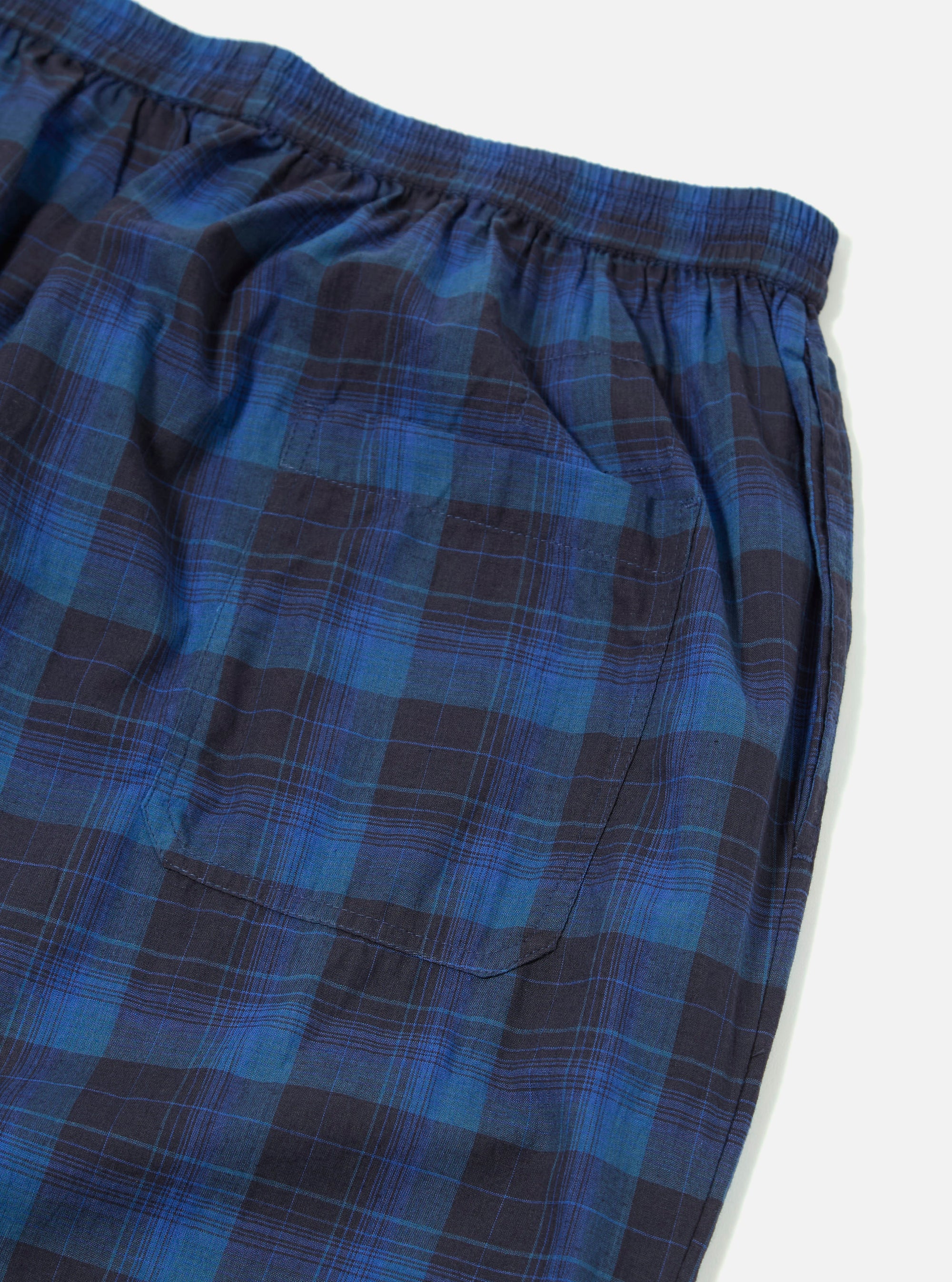 Universal Works Long Pyjama Set in Navy/Blue Check