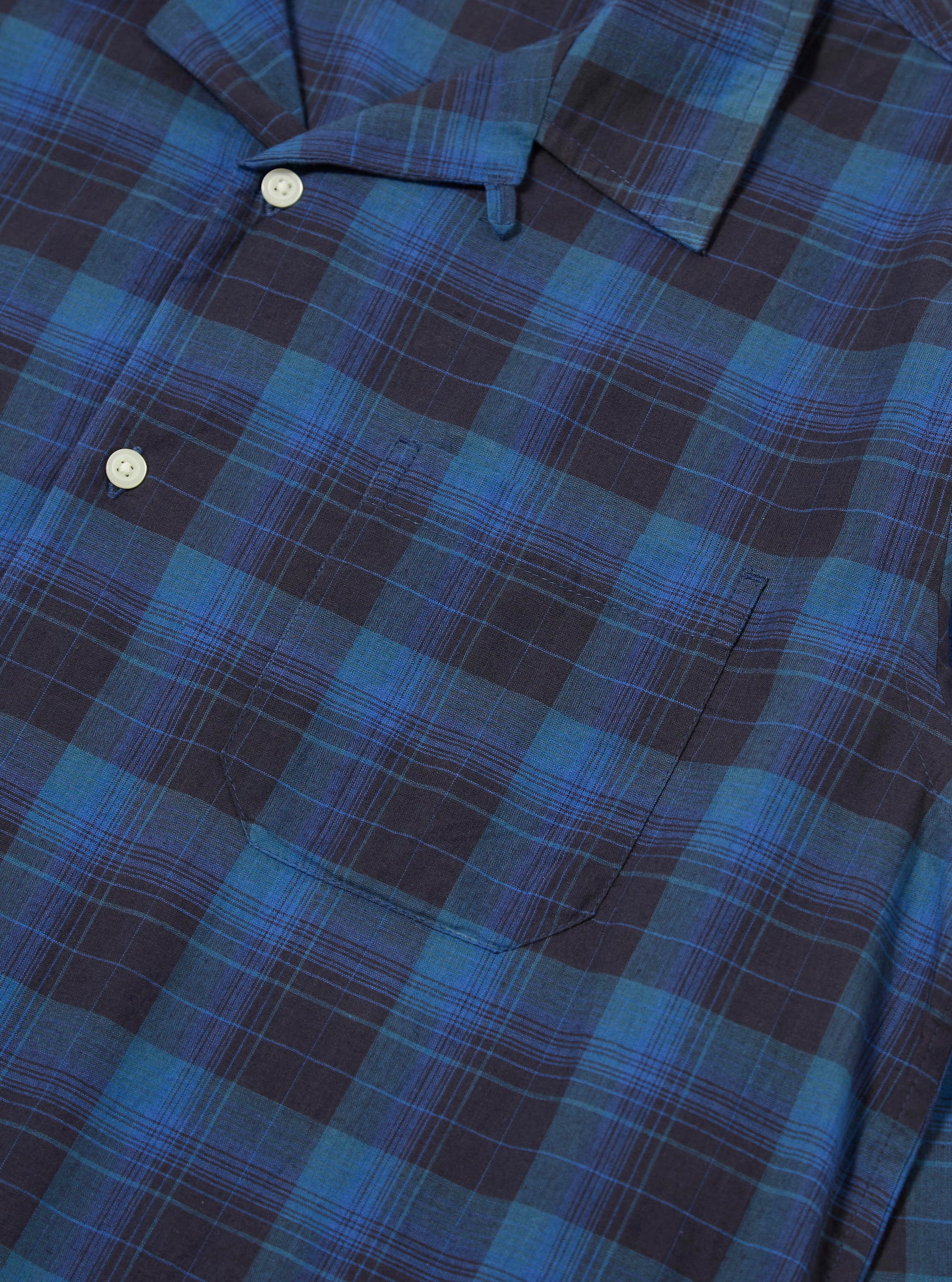 Universal Works Long Pyjama Set in Navy/Blue Check