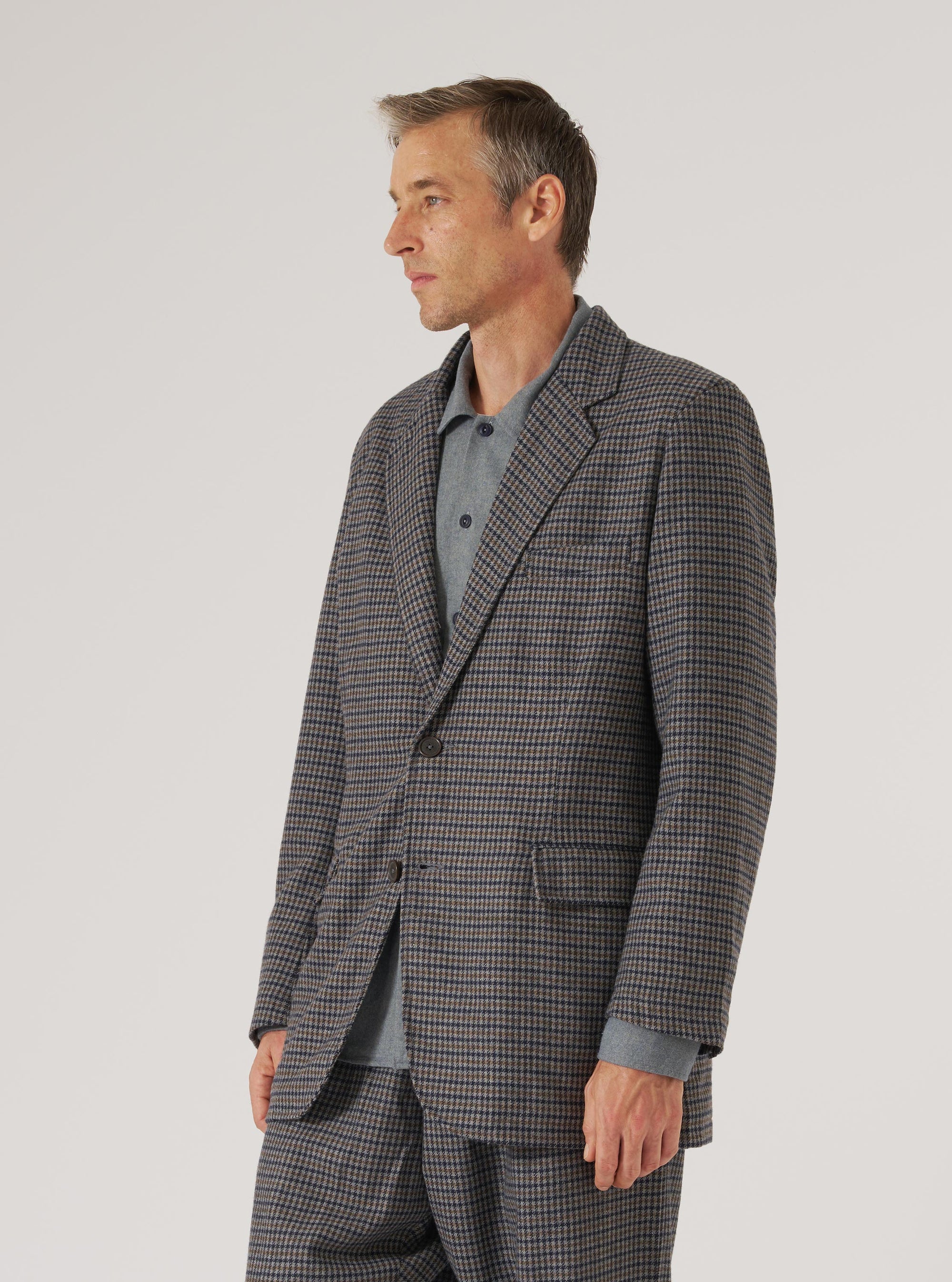 Charcoal Houndstooth Wool Mix Boston Blazer