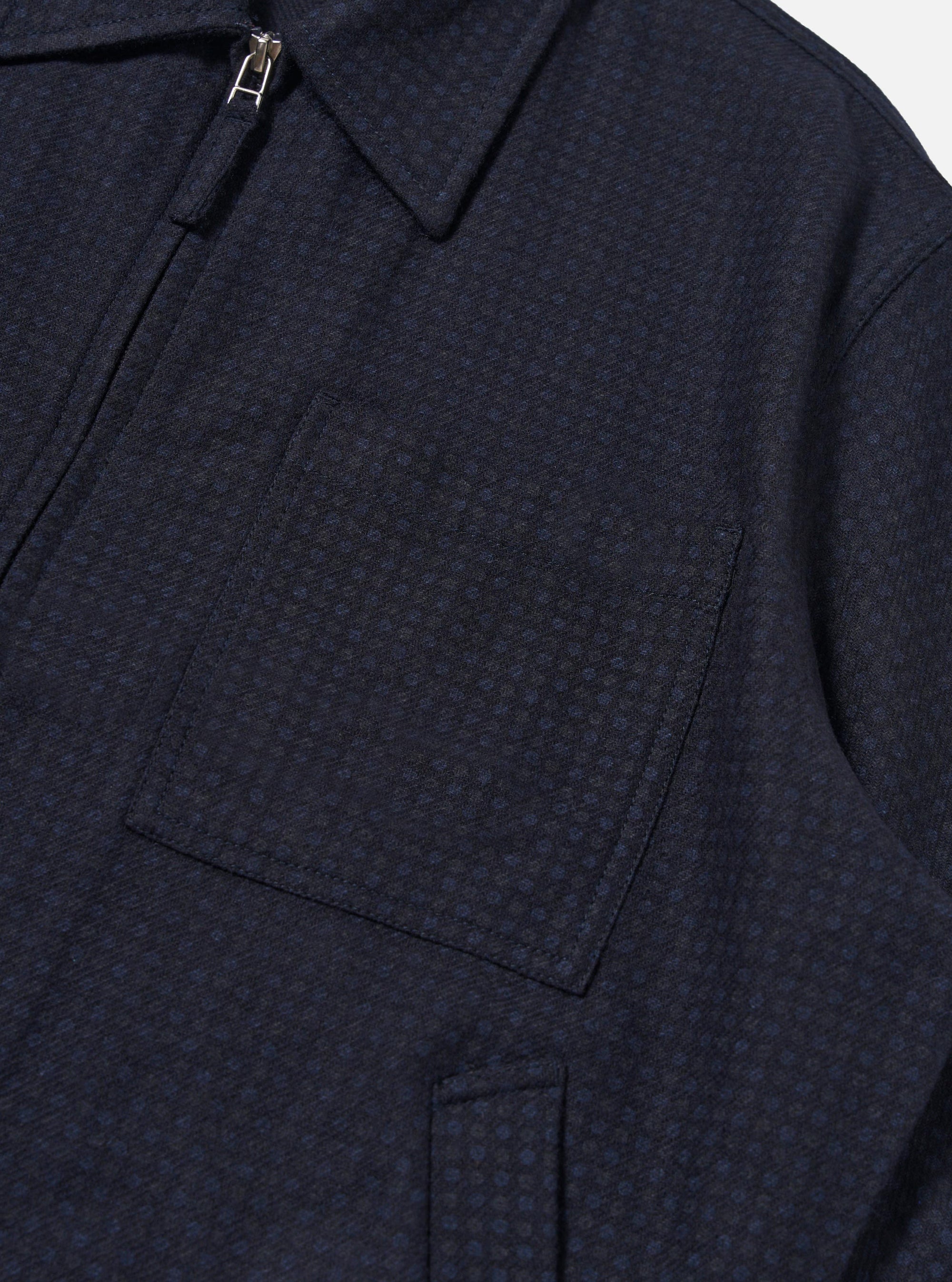 Navy Dot Print Flannel Rose Bowl Jacket