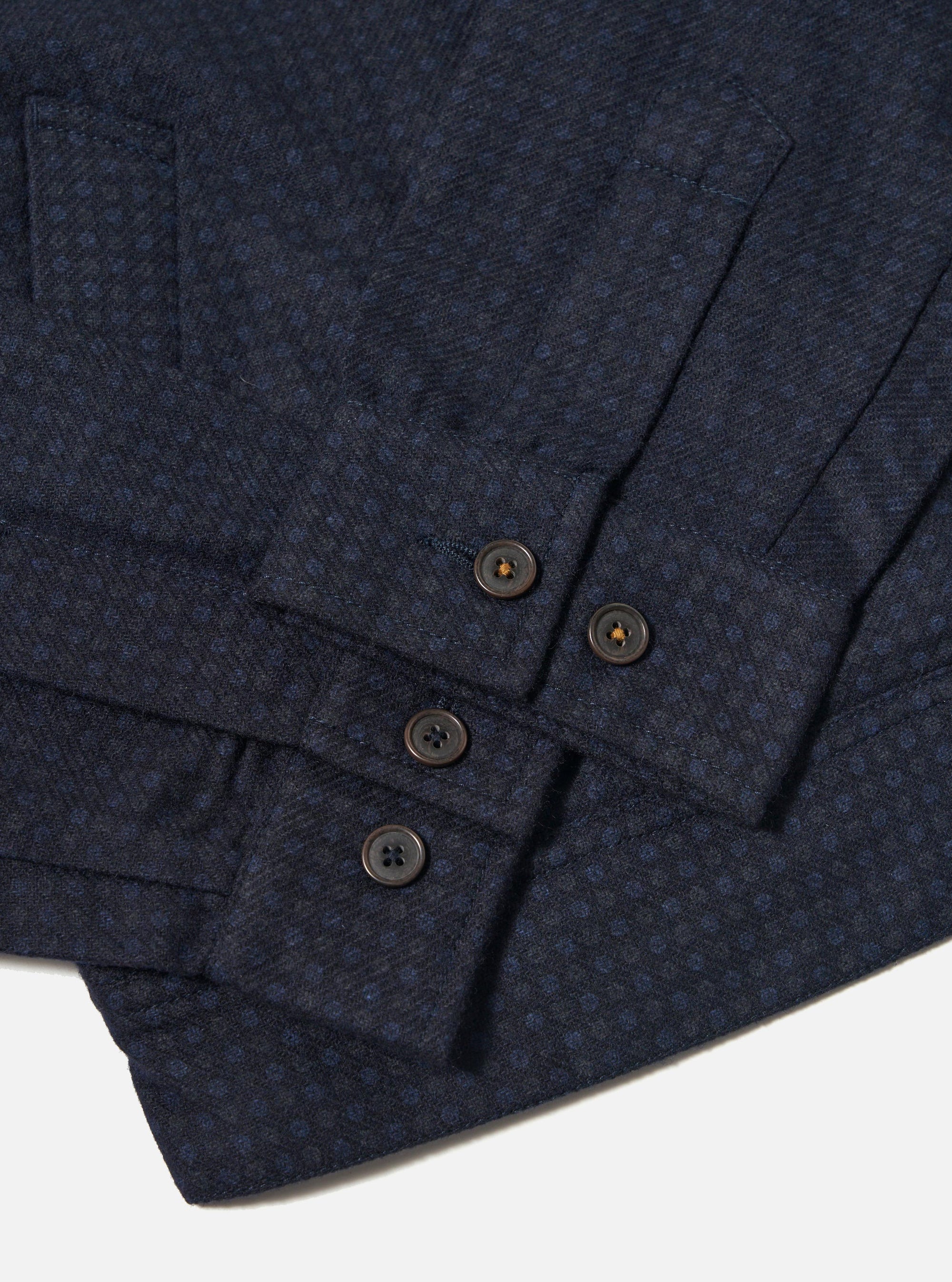 Navy Dot Print Flannel Rose Bowl Jacket