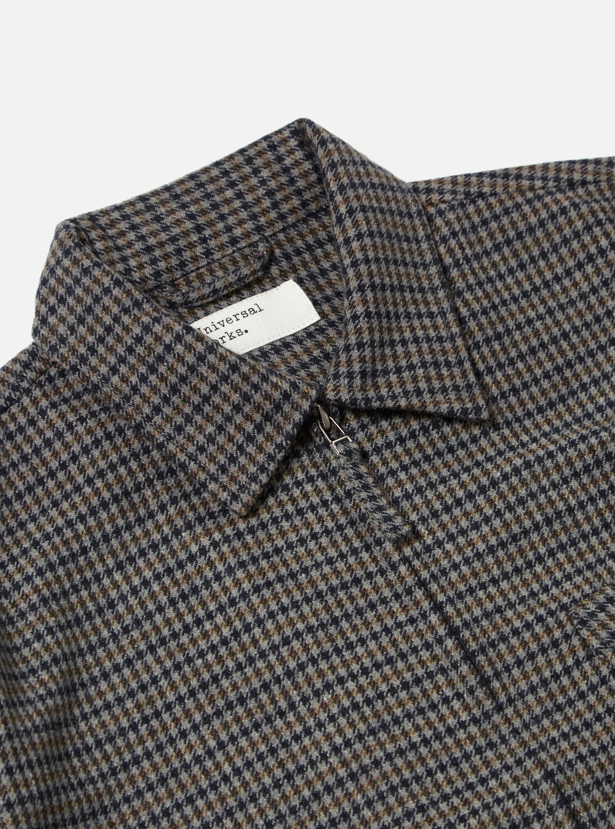 Charcoal Houndstooth Wool Mix Windcheater