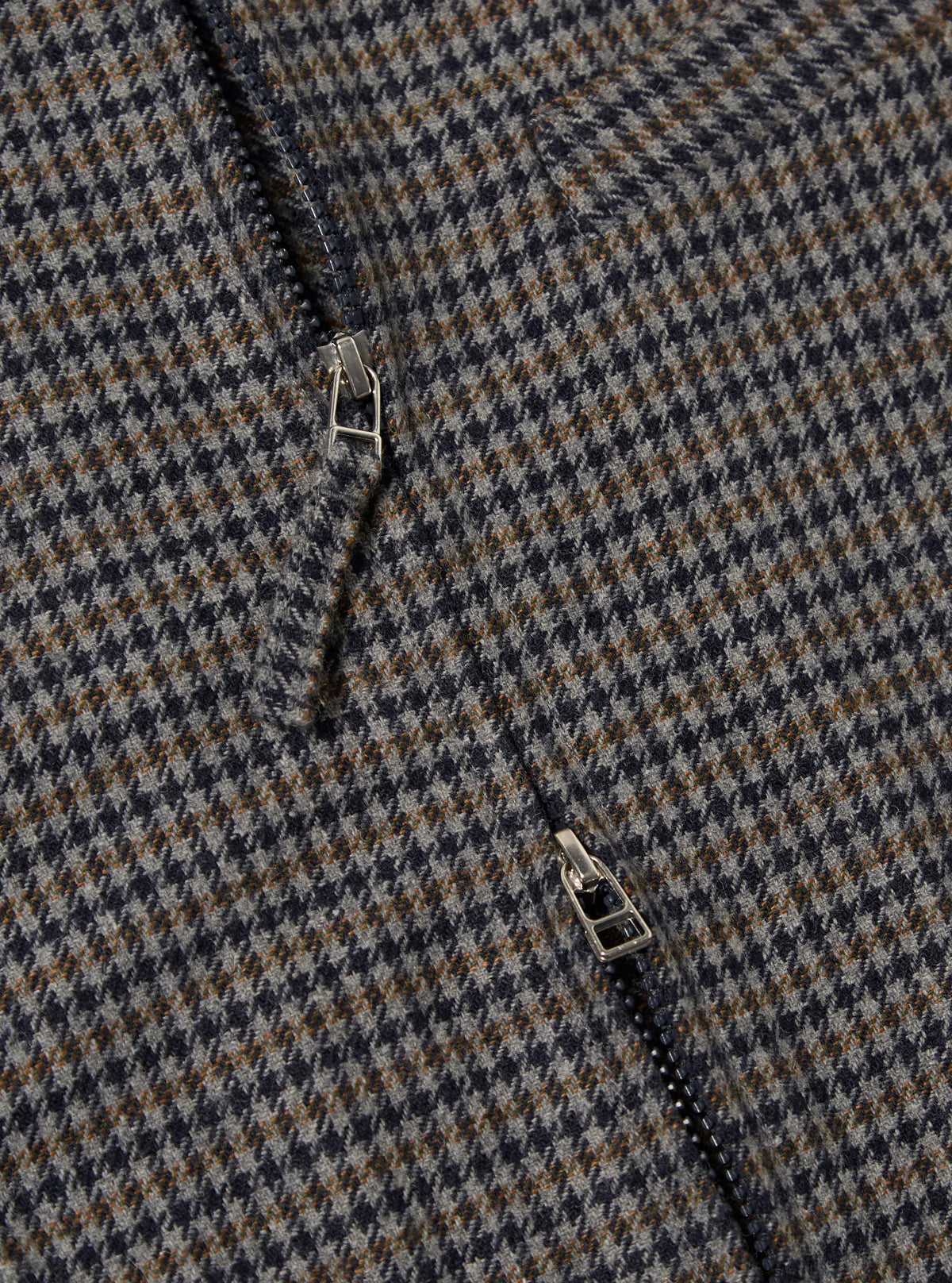 Charcoal Houndstooth Wool Mix Windcheater