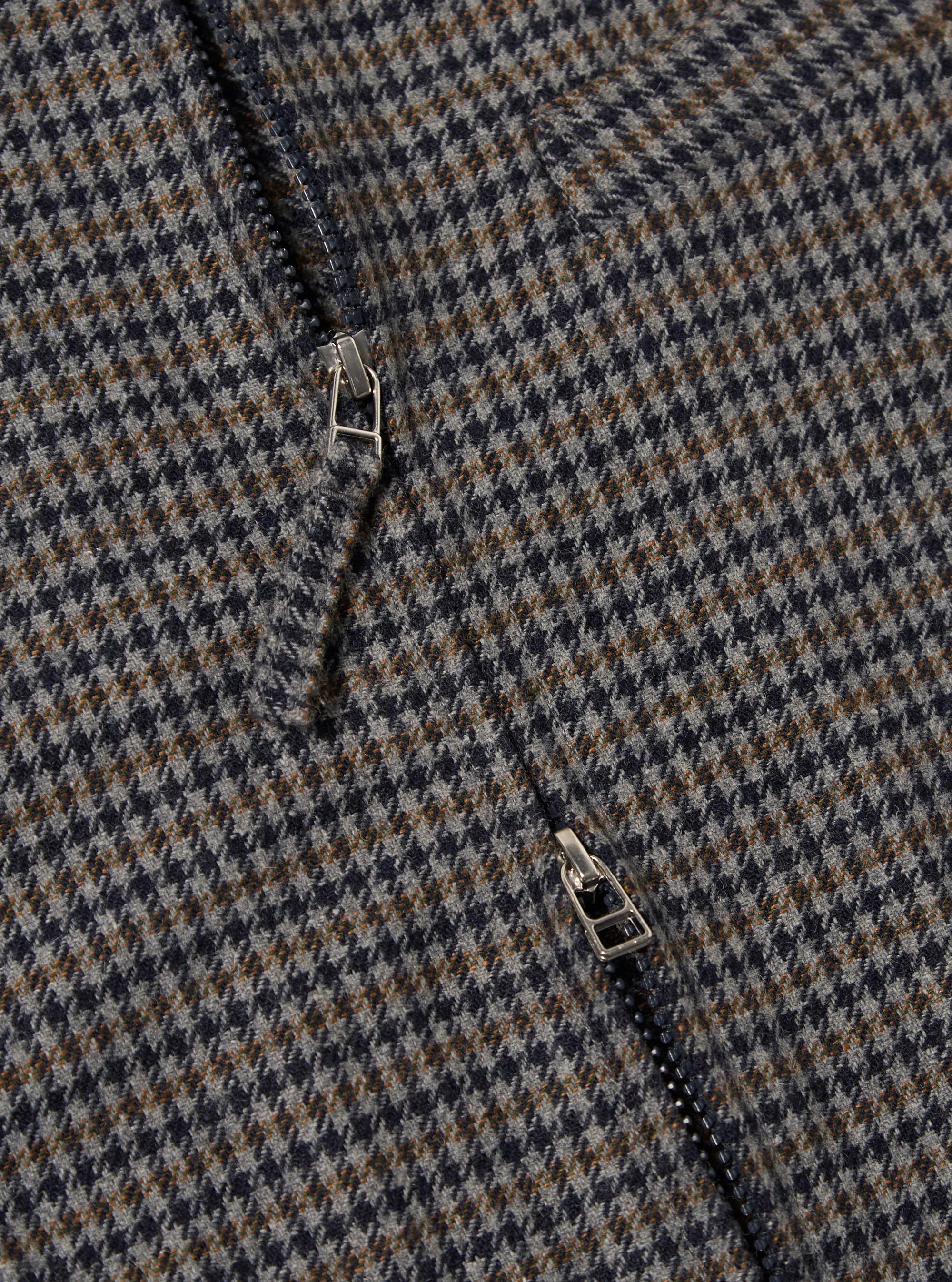 Charcoal Houndstooth Wool Mix Windcheater
