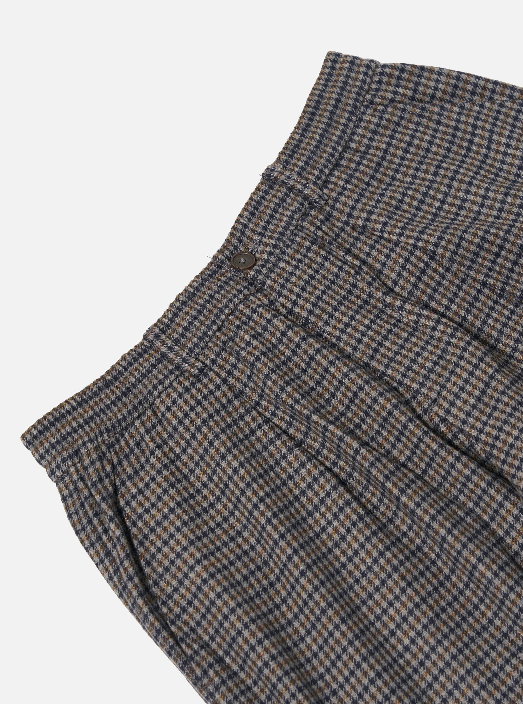 Charcoal Houndstooth Wool Mix Oxford Pant