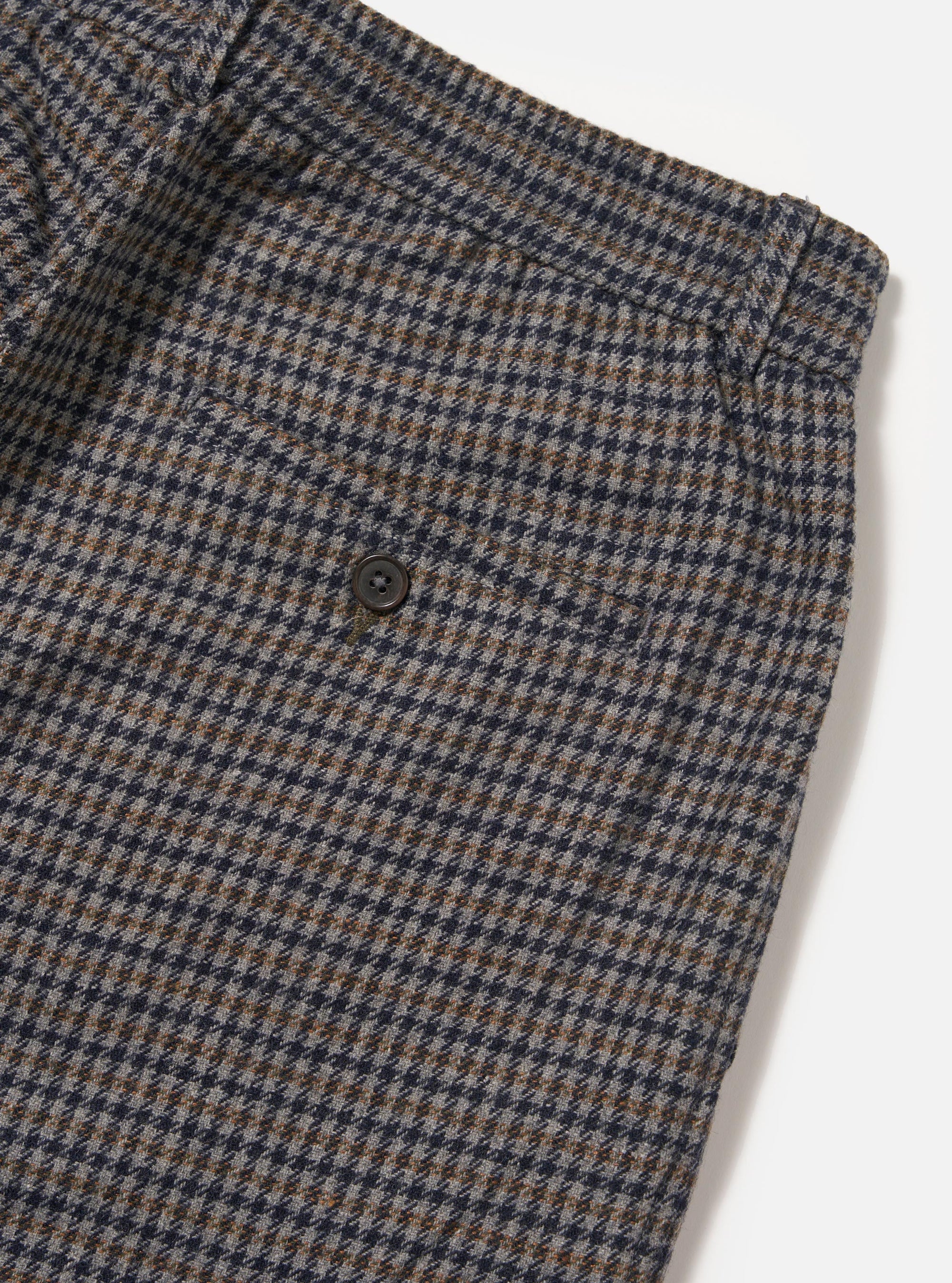 Charcoal Houndstooth Wool Mix Oxford Pant
