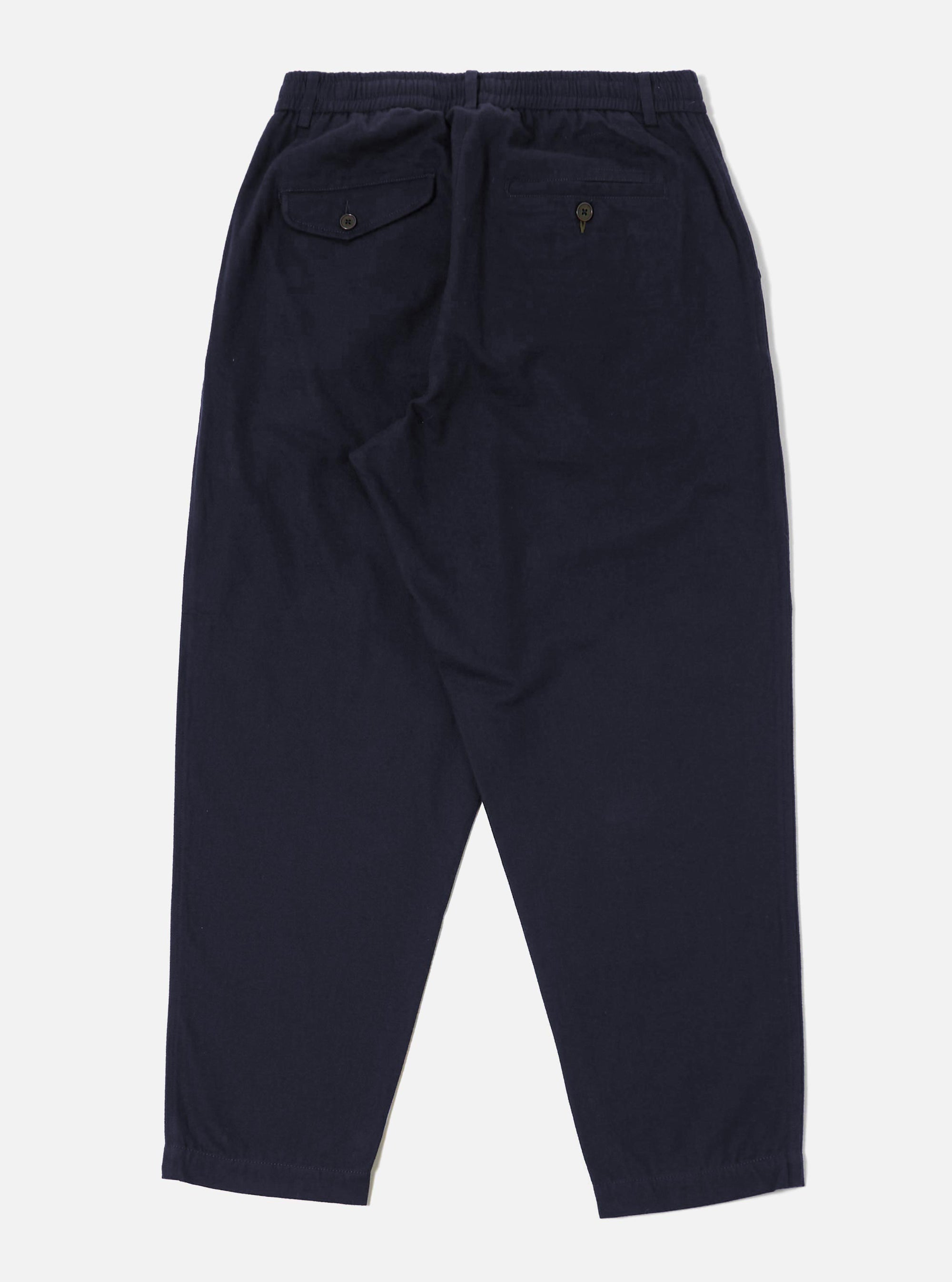 Navy Brushed Moleskin Pleated Track Pant
