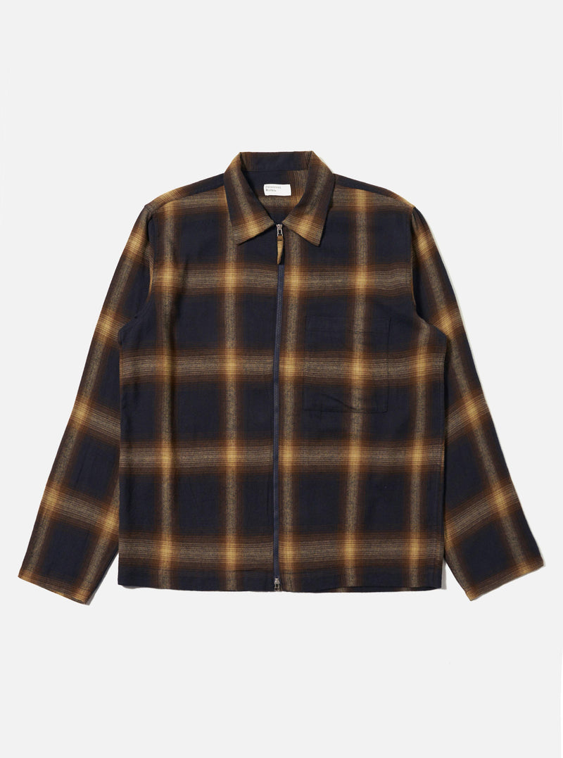 Navy Canyon Check Zip Shirt