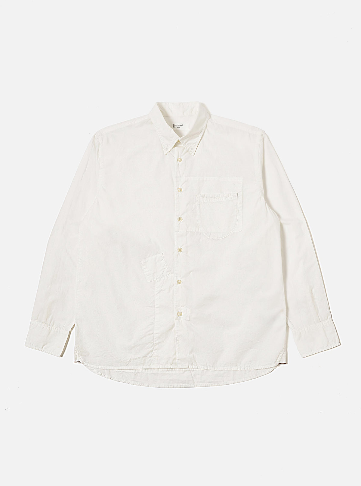 White Poplin Patched Lazy Day Shirt