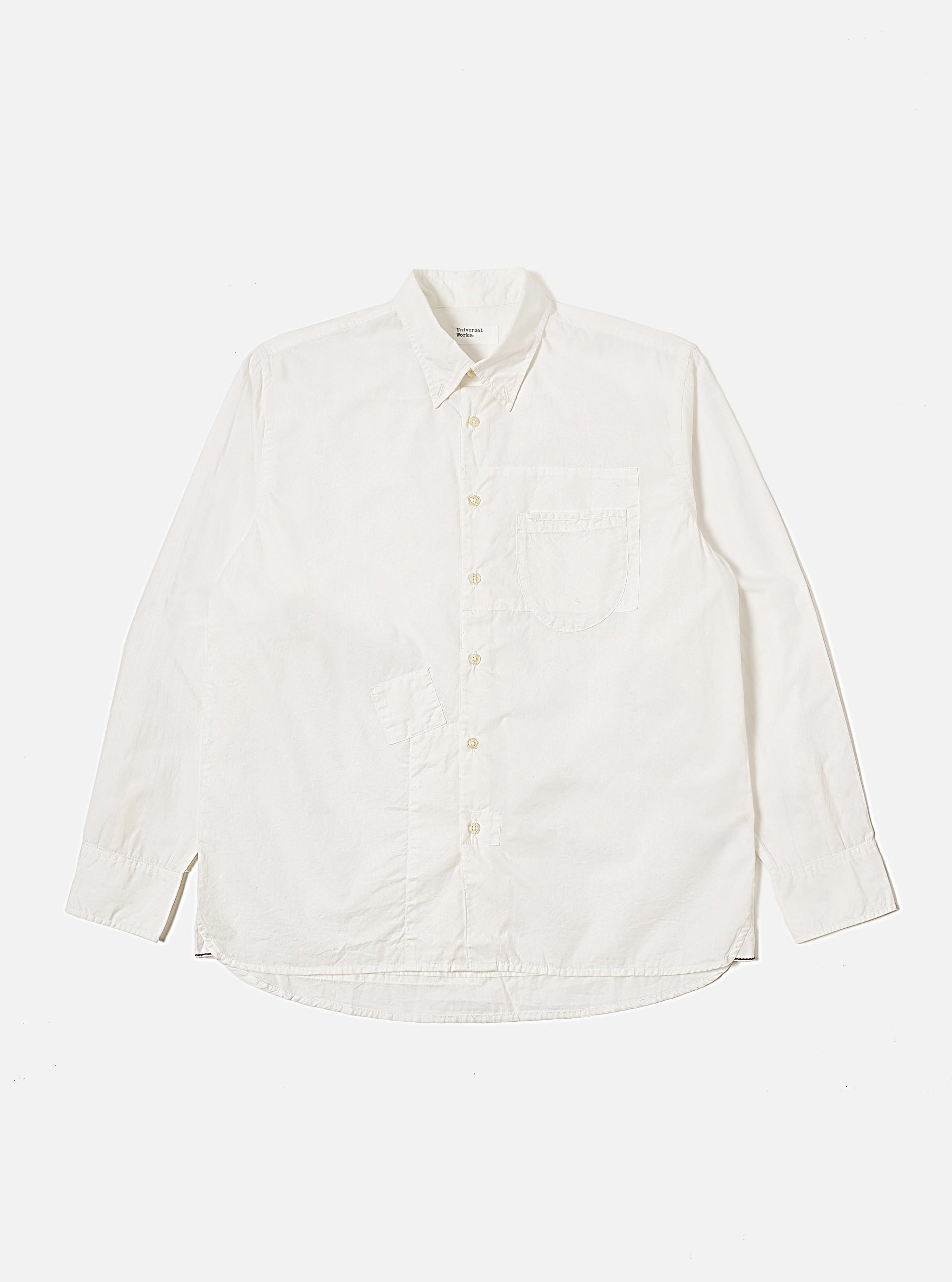 White Poplin Patched Lazy Day Shirt