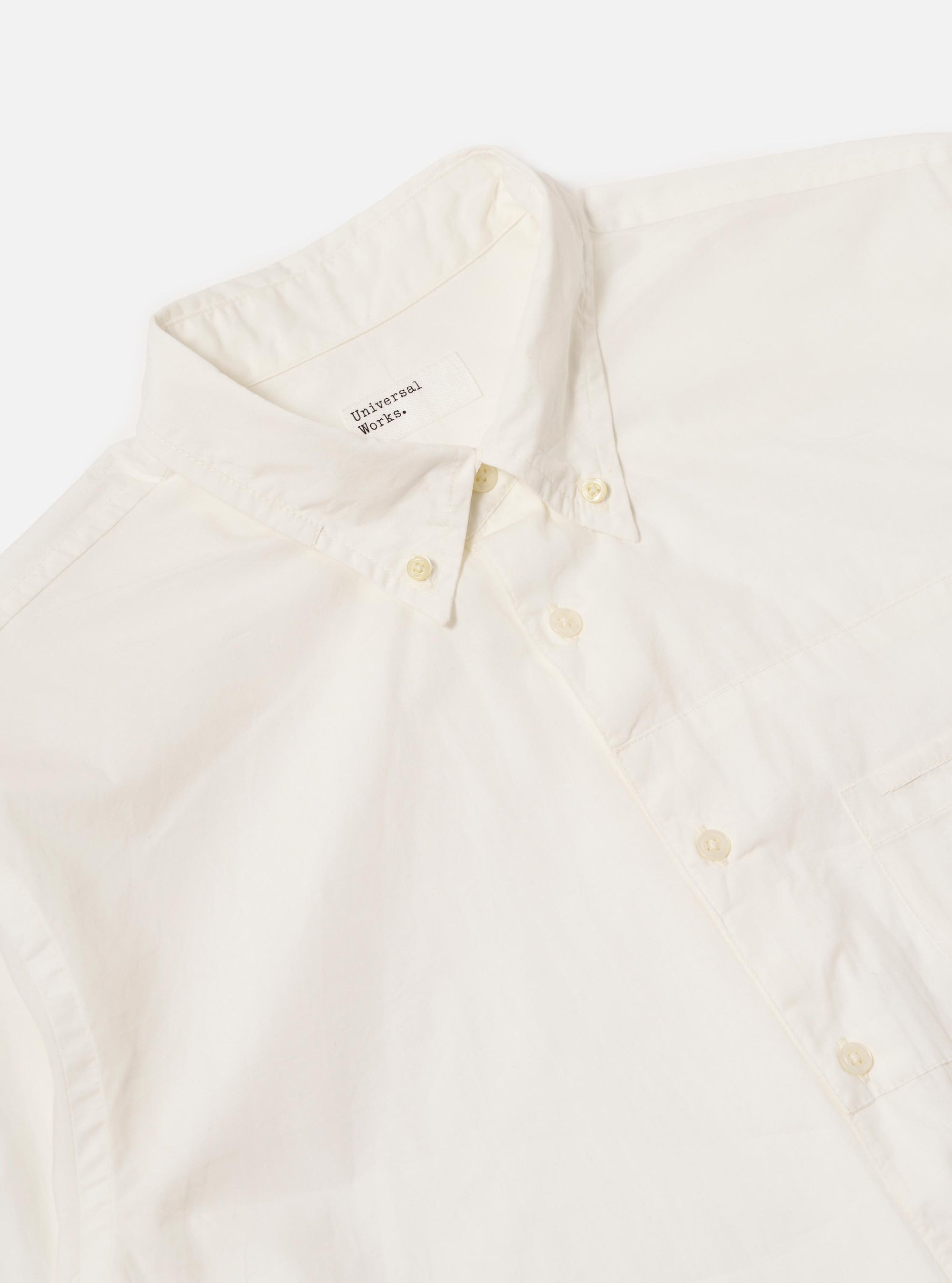 White Poplin Patched Lazy Day Shirt