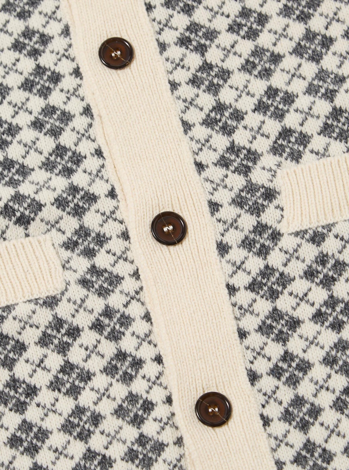 Ecru/Grey Plain Knit Argyll Allan Cardigan