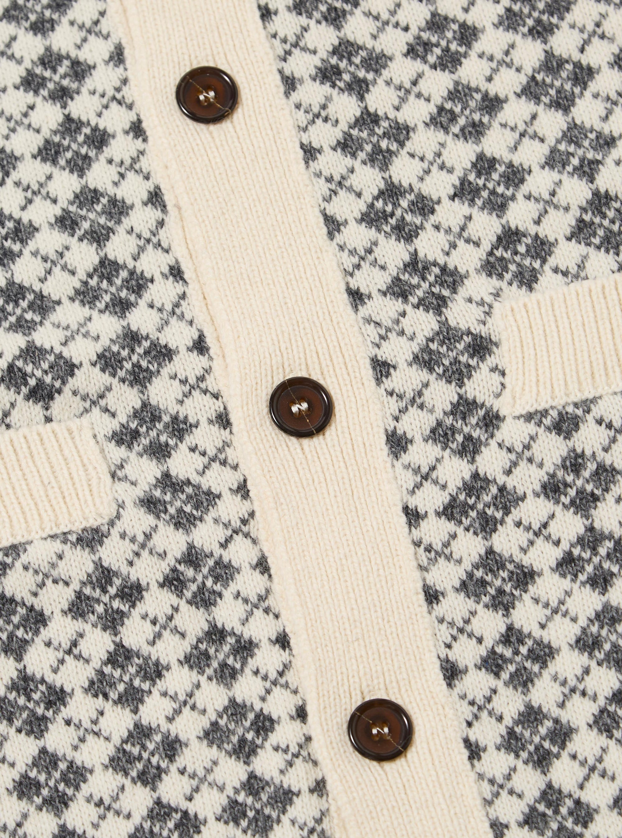 Ecru/Grey Plain Knit Argyll Allan Cardigan