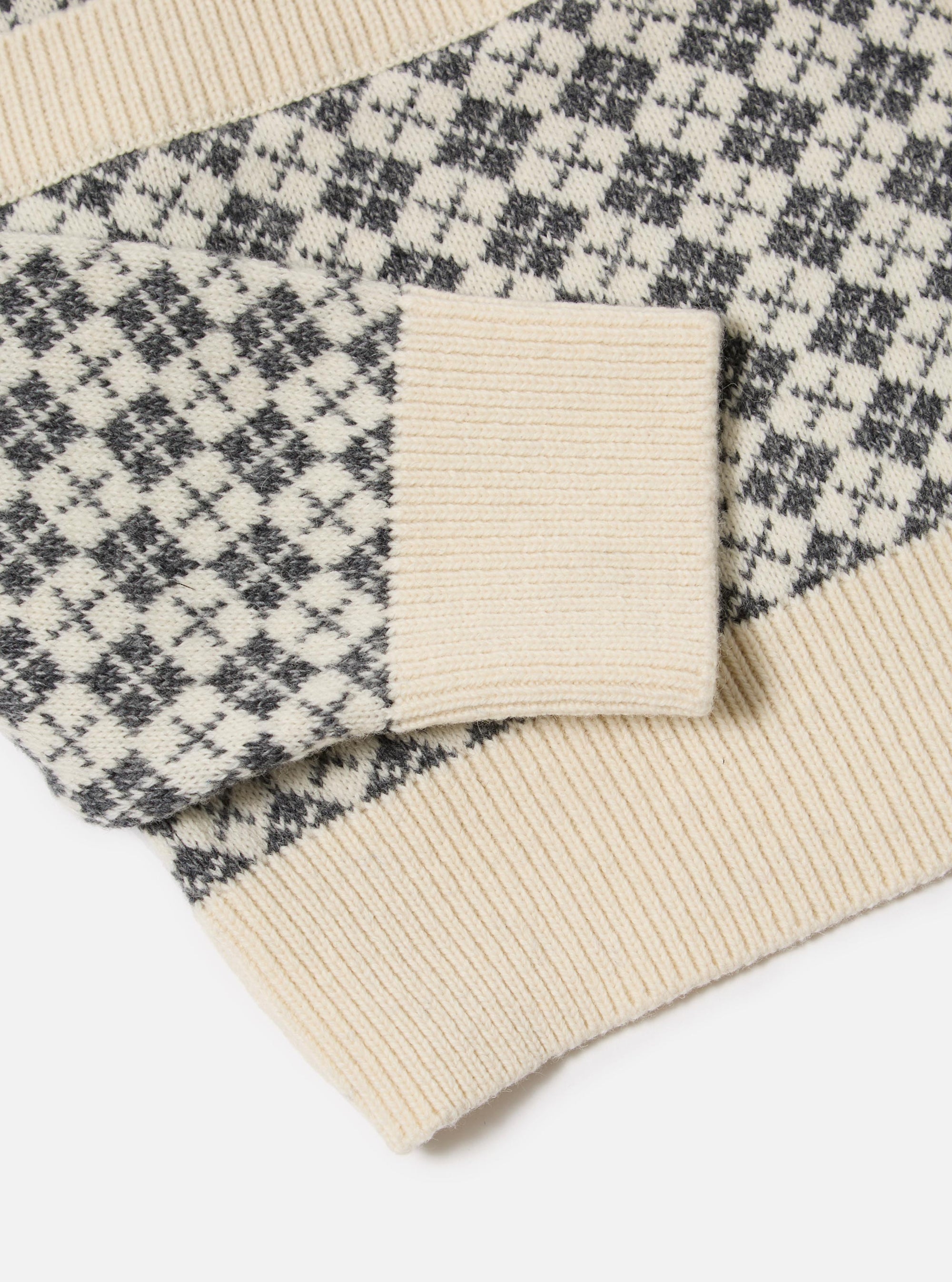 Ecru/Grey Plain Knit Argyll Allan Cardigan