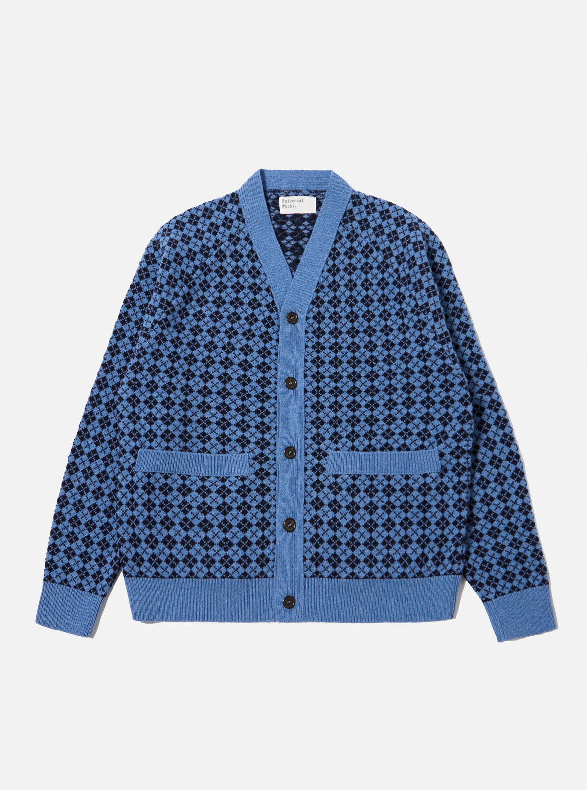 Pale Blue/Navy Plain Knit Argyll Allan Cardigan