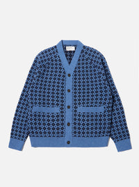 Pale Blue/Navy Plain Knit Argyll Allan Cardigan