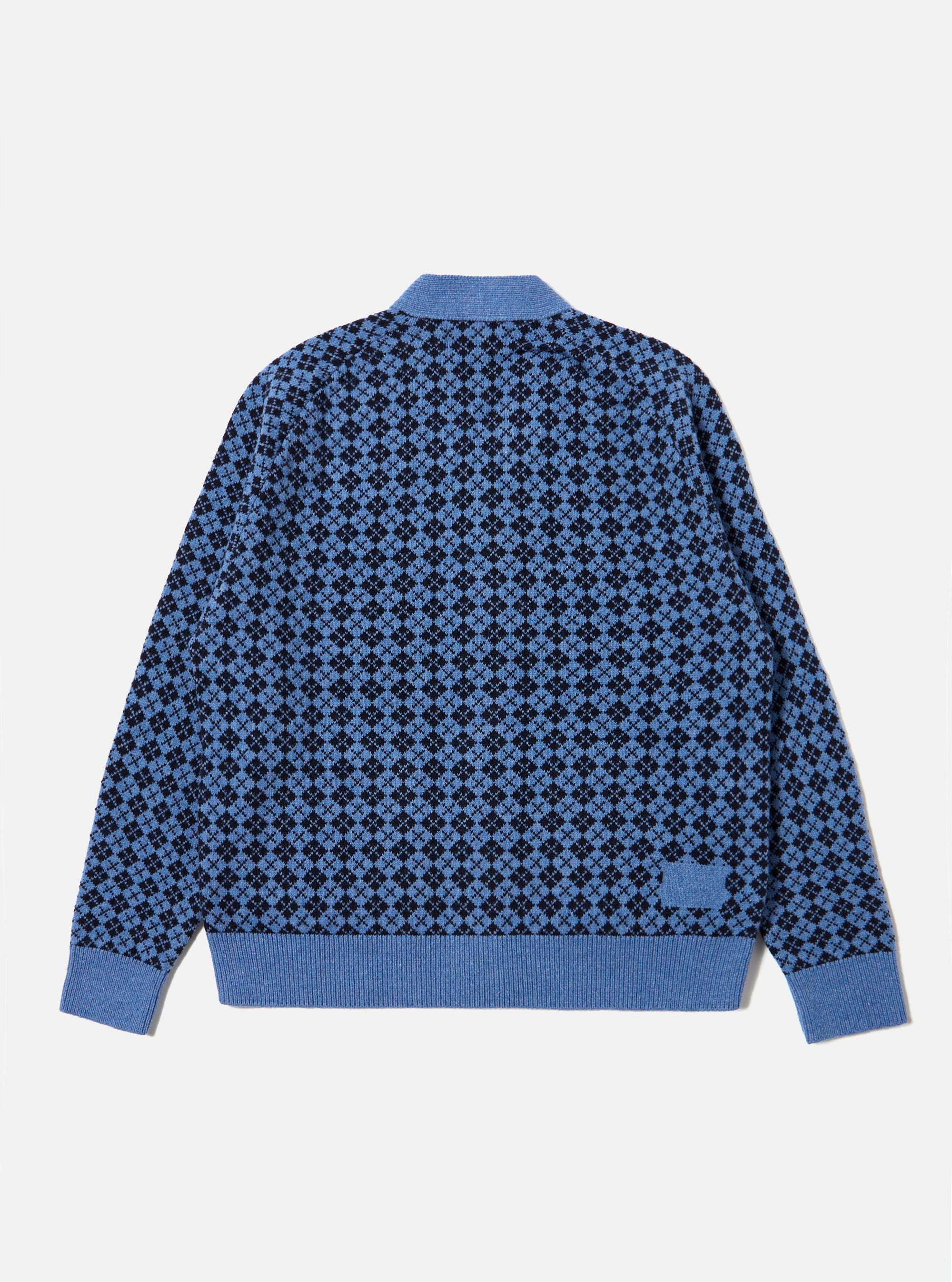 Pale Blue/Navy Plain Knit Argyll Allan Cardigan