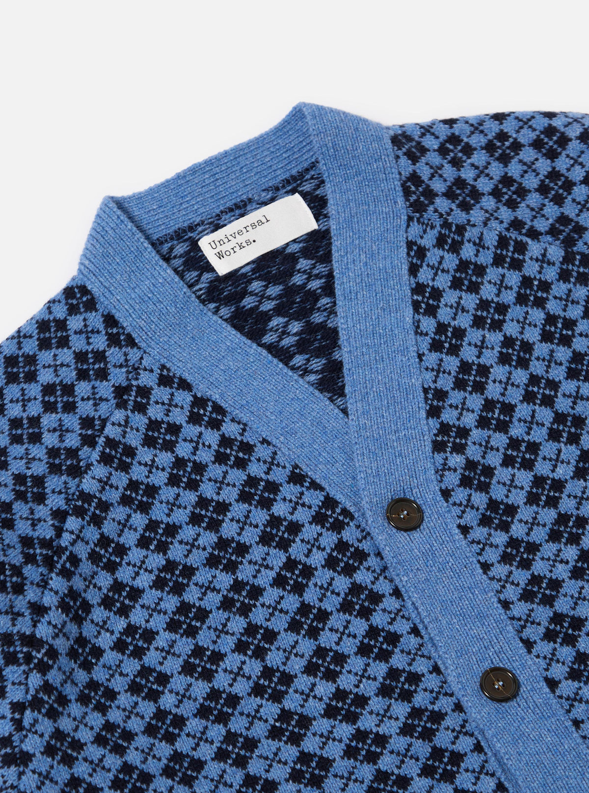 Pale Blue/Navy Plain Knit Argyll Allan Cardigan