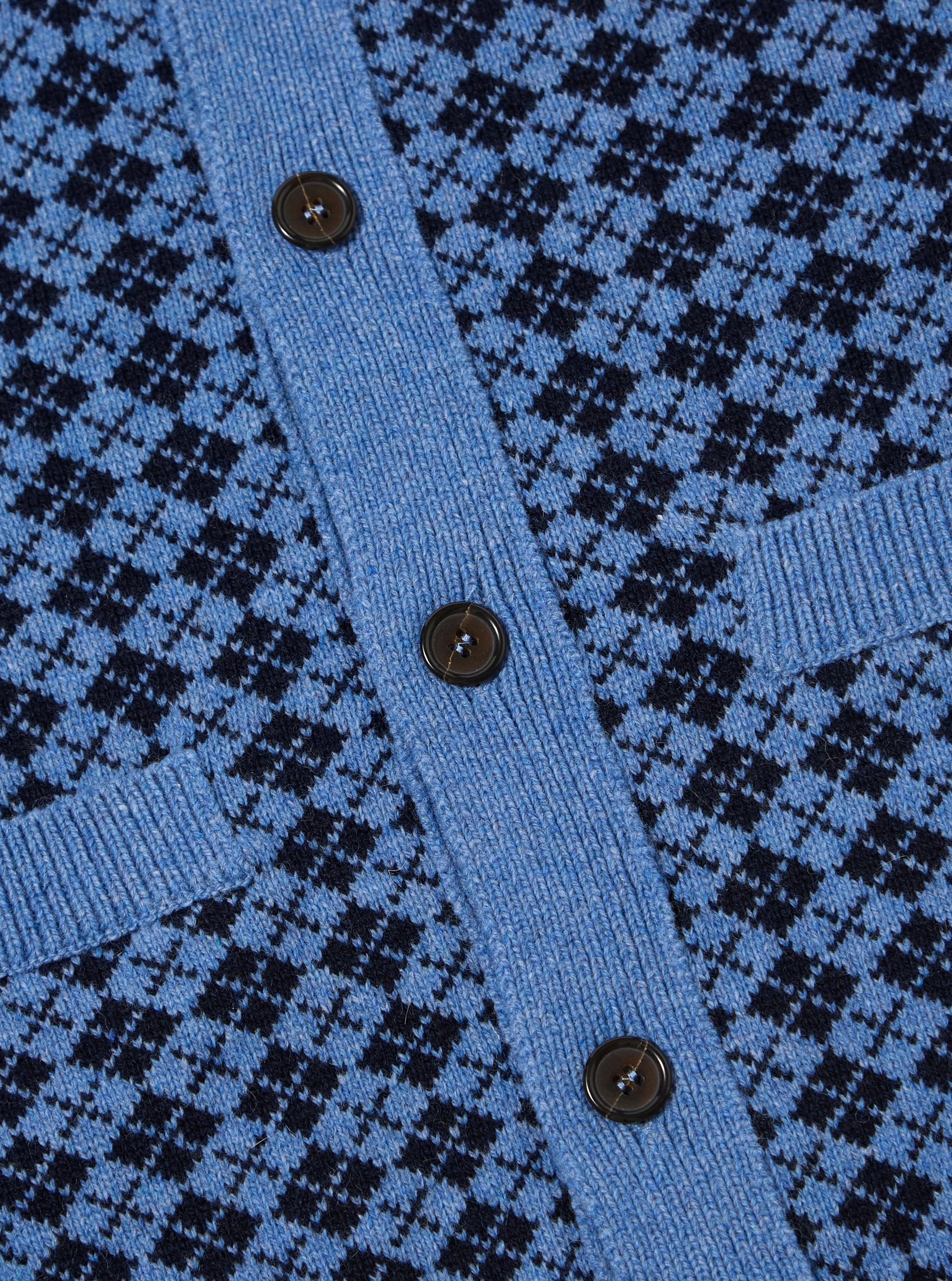 Pale Blue/Navy Plain Knit Argyll Allan Cardigan