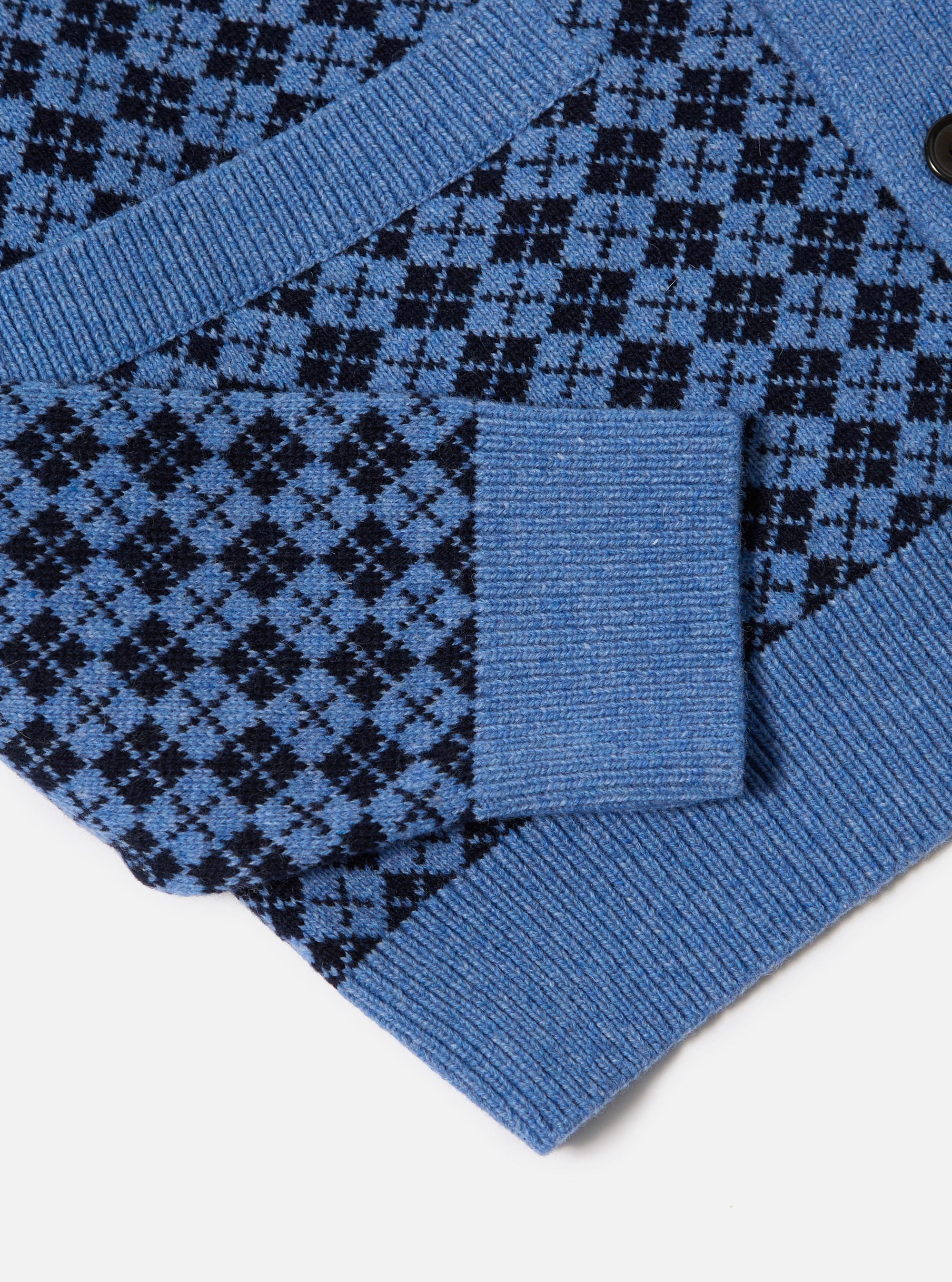 Pale Blue/Navy Plain Knit Argyll Allan Cardigan