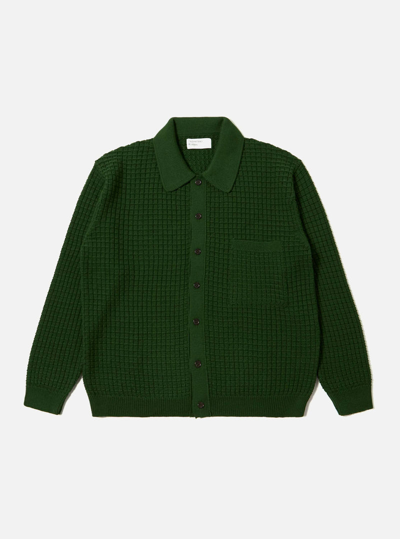 Green Textured Merino Knit Charlie Cardigan