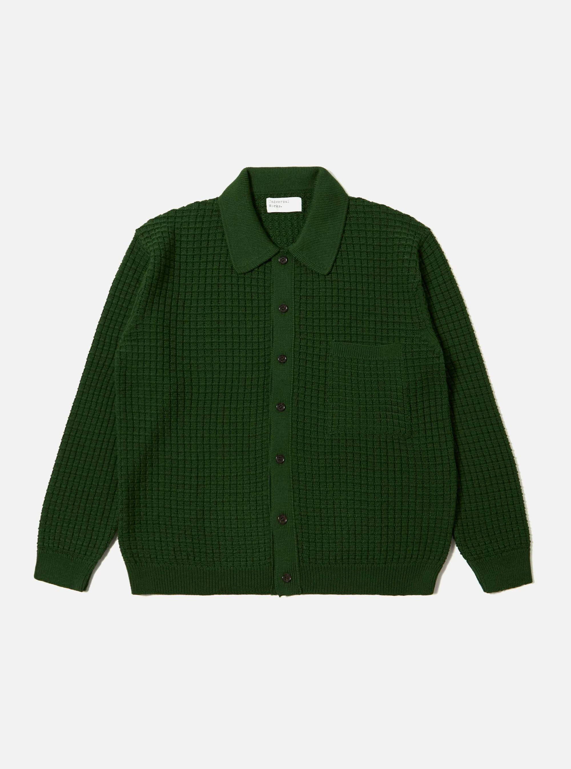 Green Textured Merino Knit Charlie Cardigan
