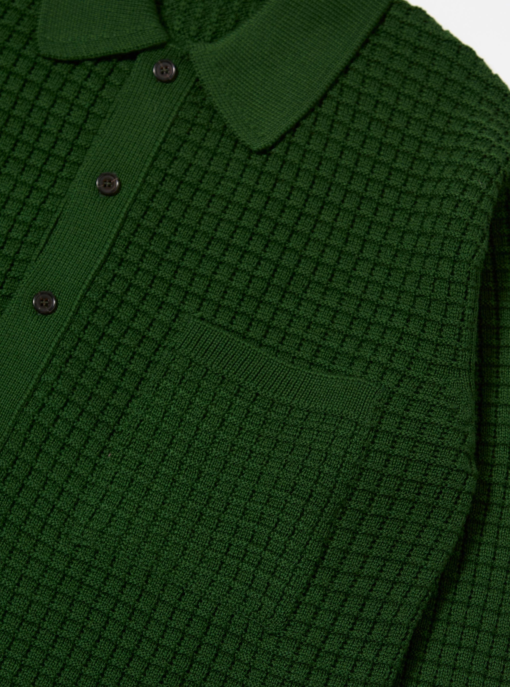 Green Textured Merino Knit Charlie Cardigan