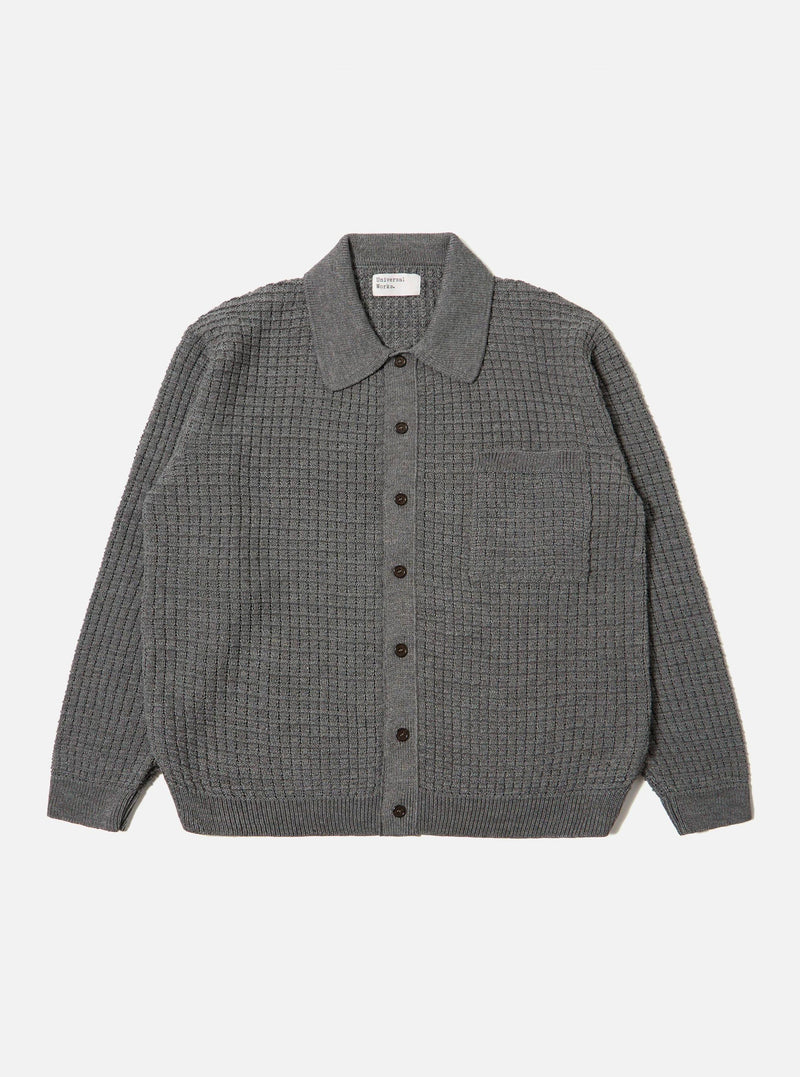 Grey Textured Merino Knit Charlie Cardigan