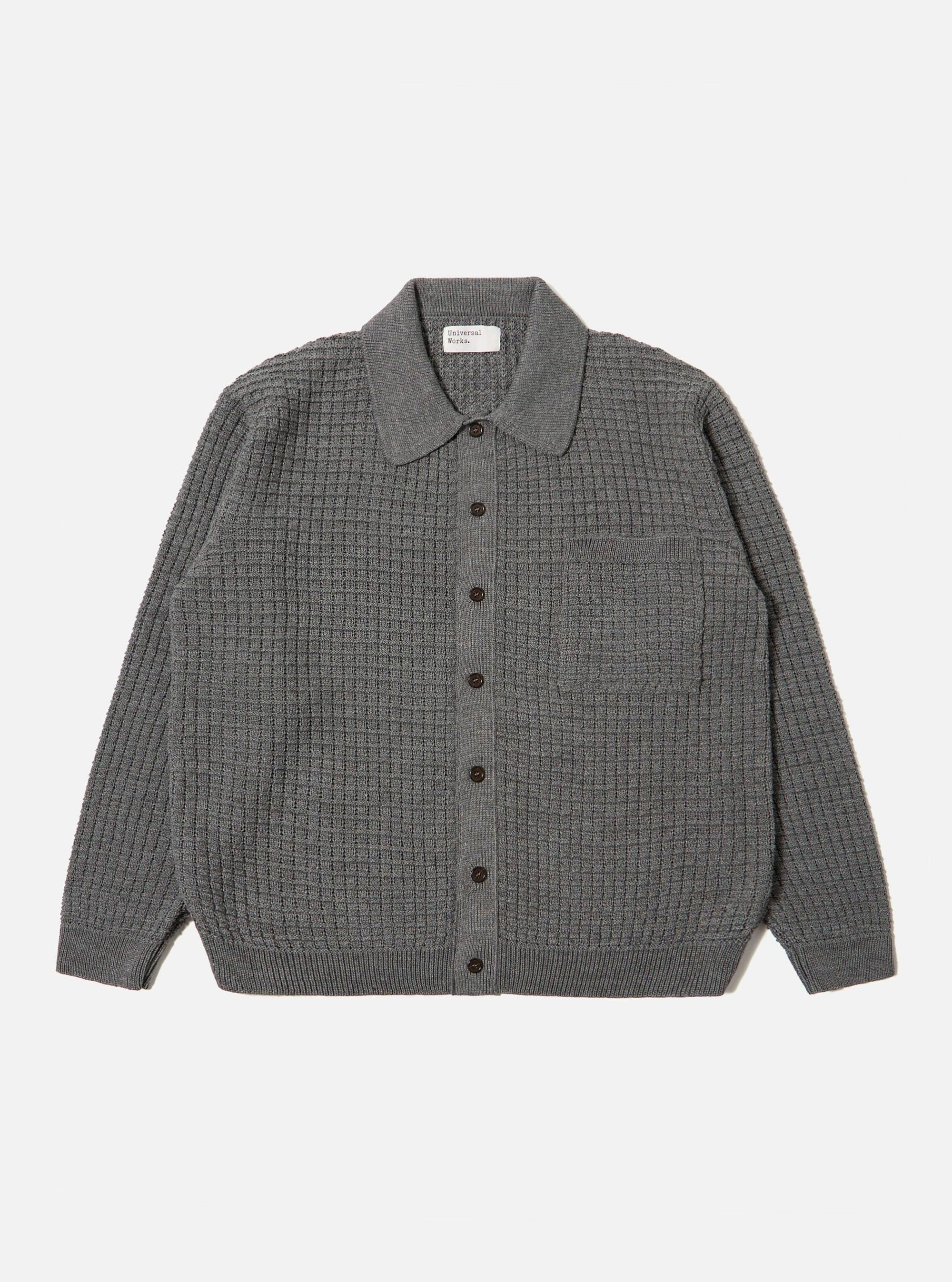 Grey Textured Merino Knit Charlie Cardigan